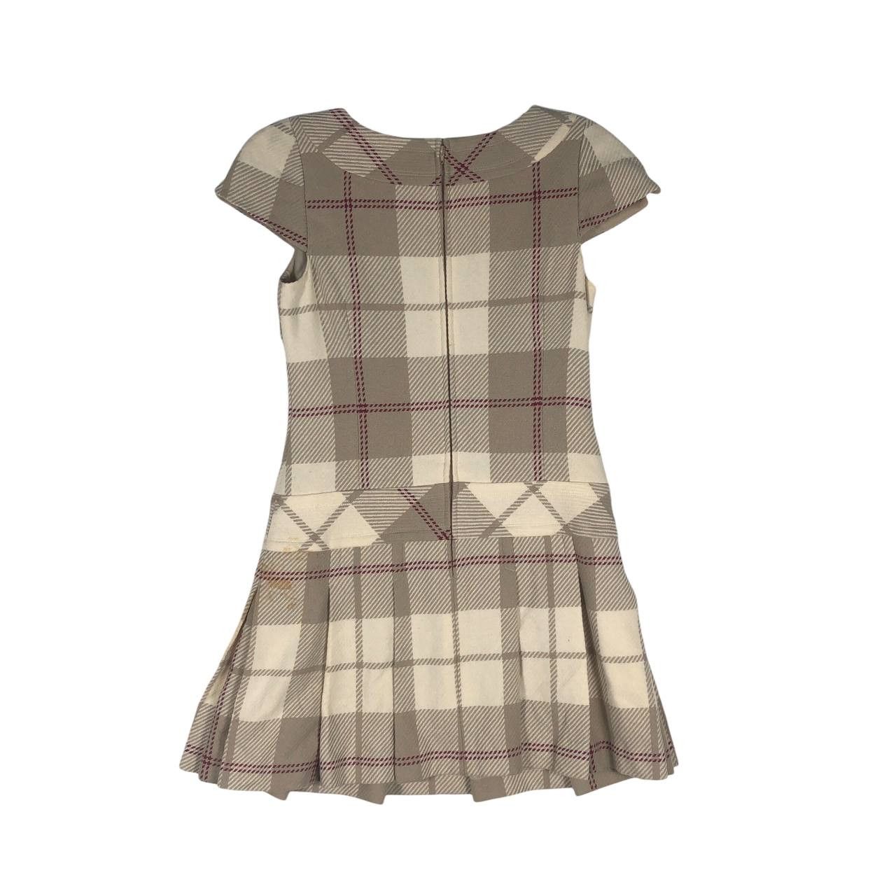 burberry blue label dress Burberry Wool Logo Nova Check Pleated Mini Dress Beige main image 0