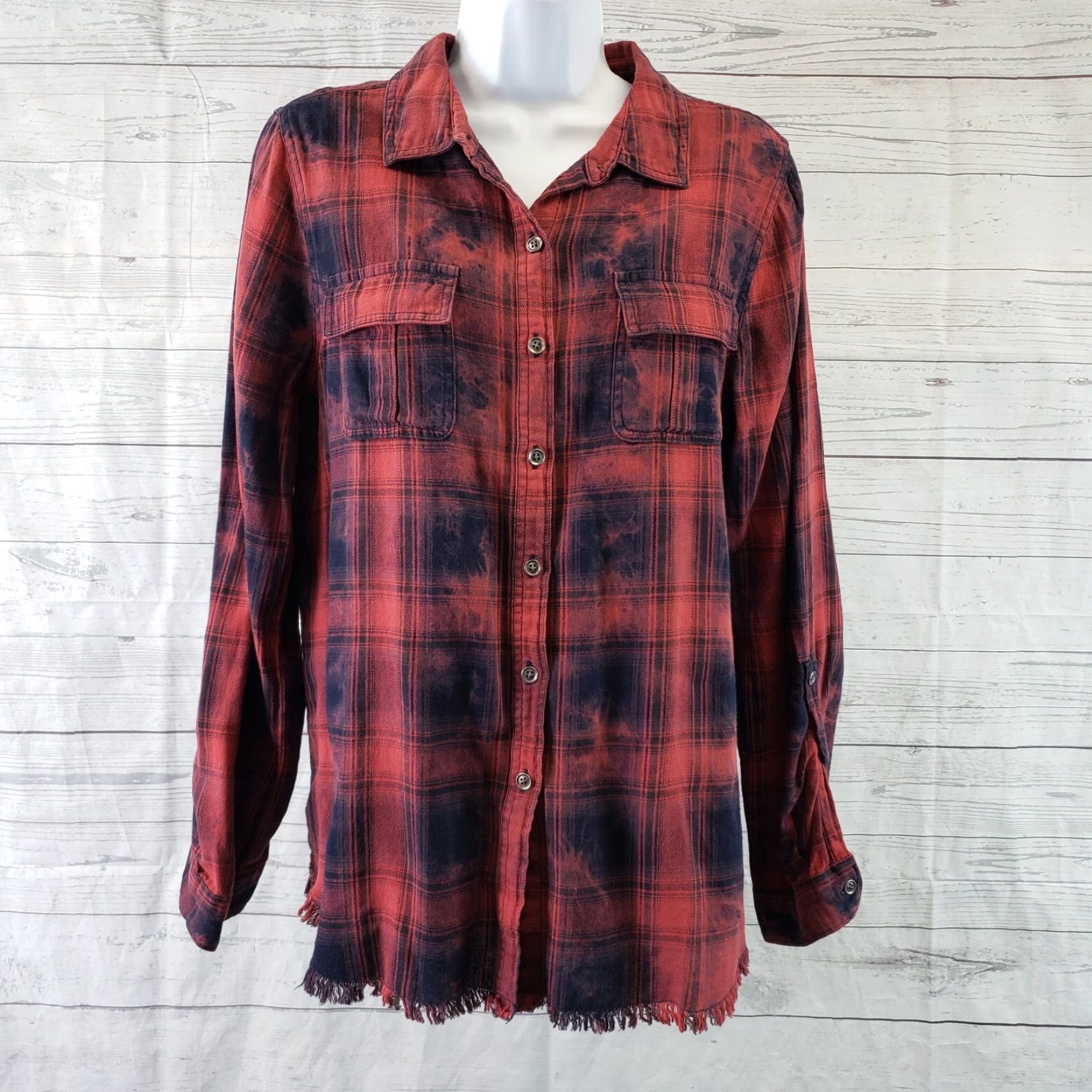 Vintage **Dear John Women's Red Plaid Button Front Medium Sleeve Shirt** User: Dear John Women's Red Plaid Button Front Medium Sleeve Shirt Size M / US 6-8 / IT 42-44 - 2 Thumbnail