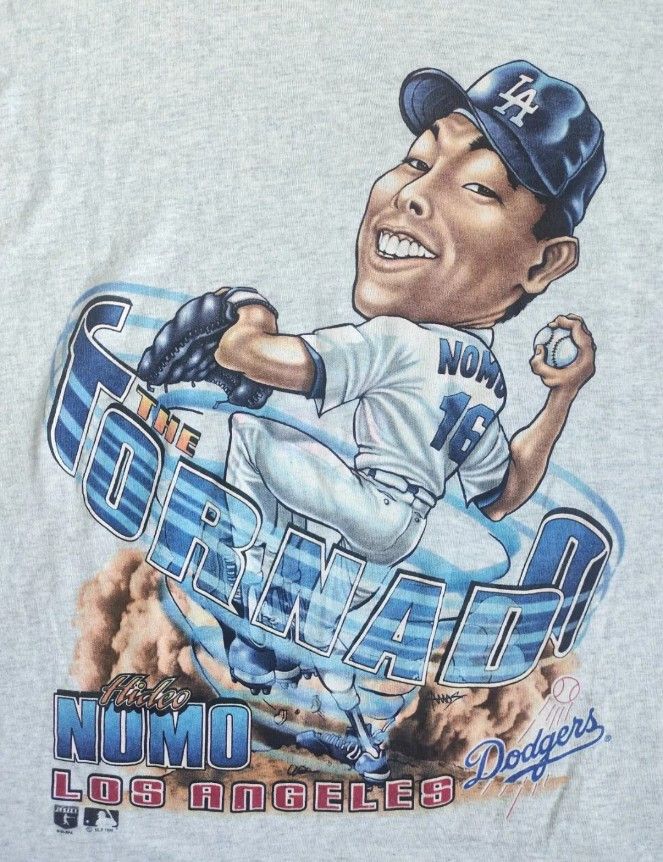 MLB × Salem Sportswear × Vintage Vintage Hideo Nomo "The Tornado" Caricature 90s t-shirts Size US L / EU 52-54 / 3 - 4 Thumbnail