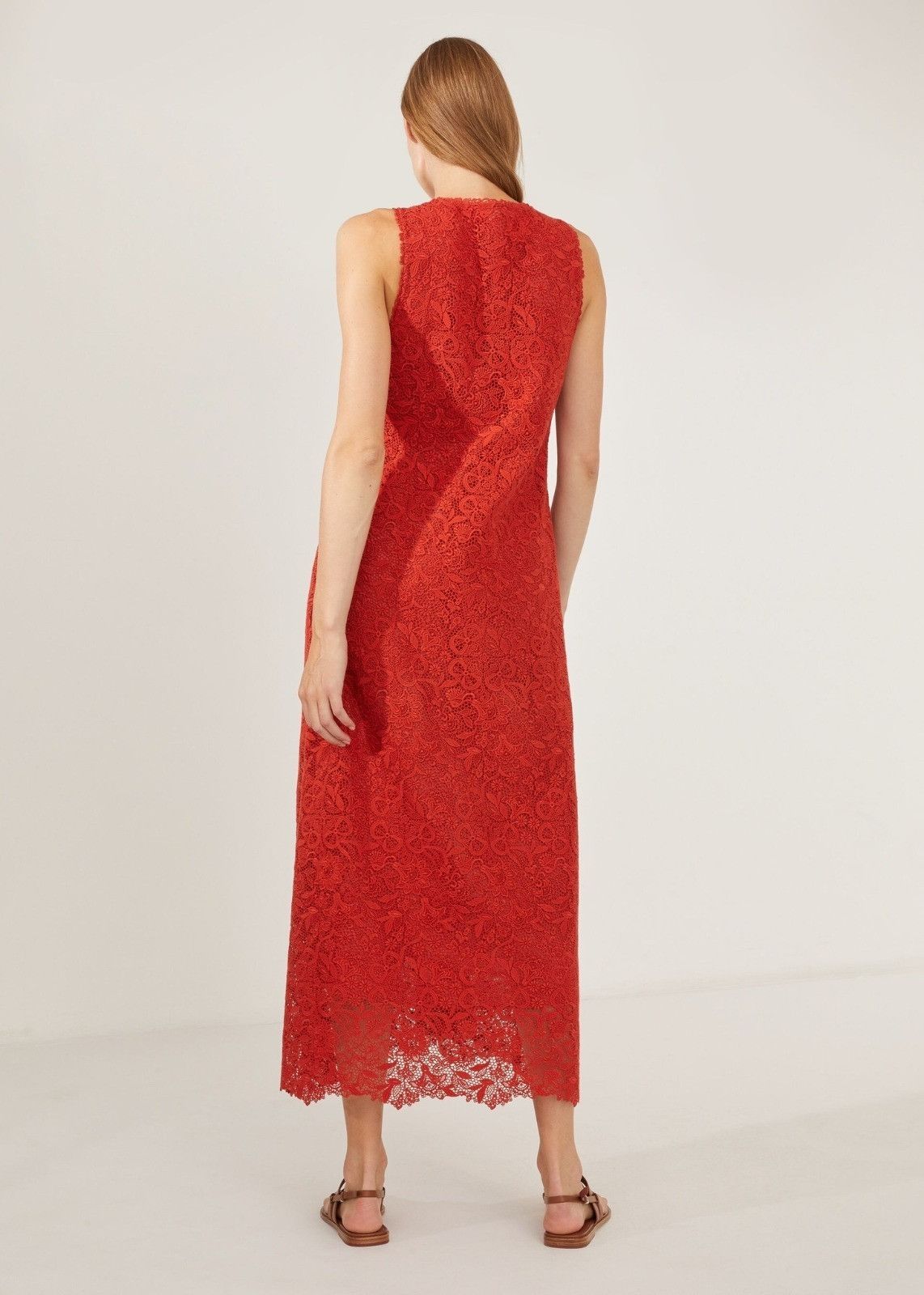 Loro Piana o1srvl11e0824 Ameena Infinite Macrame Maxi Dress in Red Size XL / US 12-14 / IT 48-50 - 3 Thumbnail