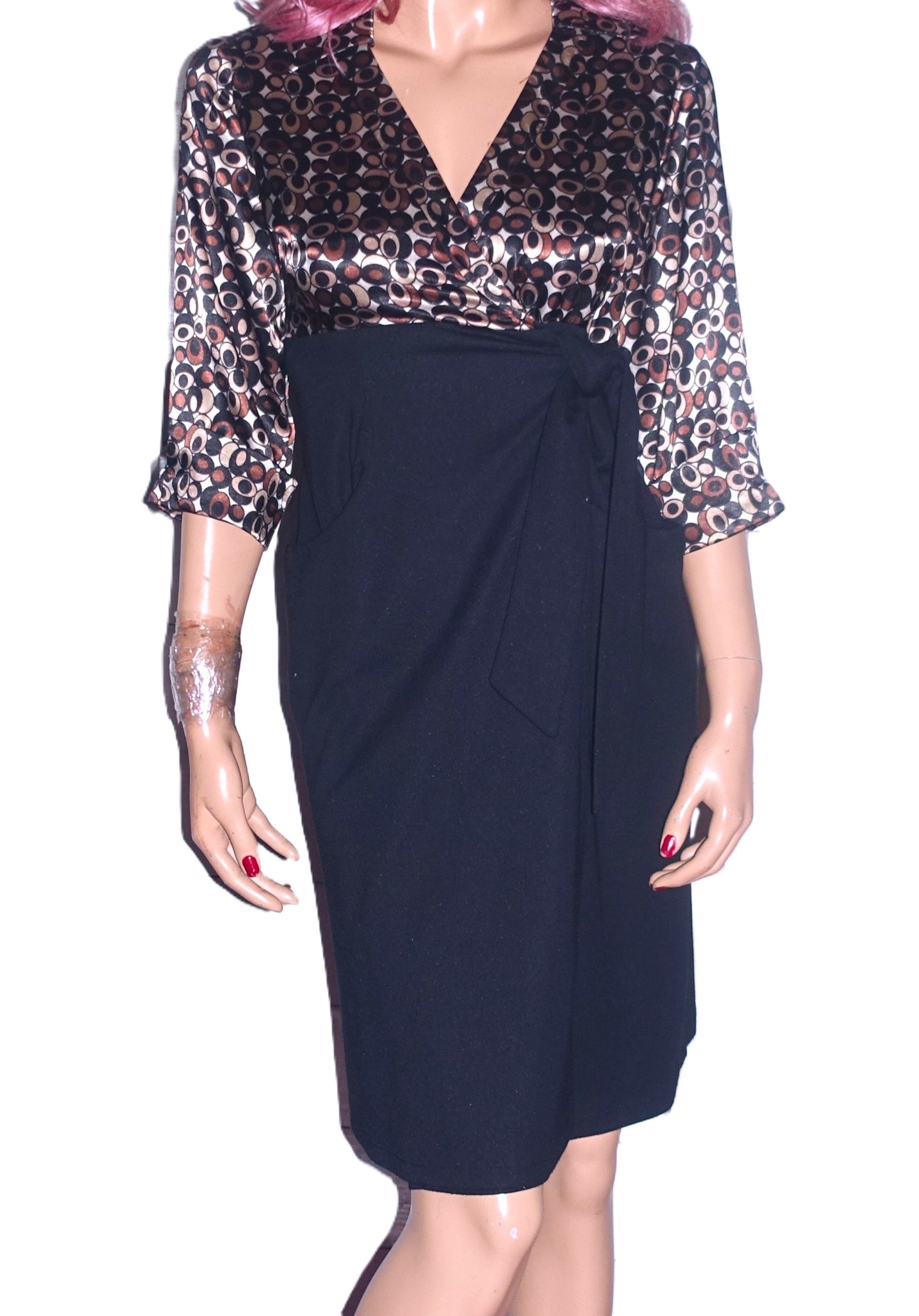Other AGB Brown Black Wrap Dress Petite 6 Size M / US 6-8 / IT 42-44 - 1 Thumbnail