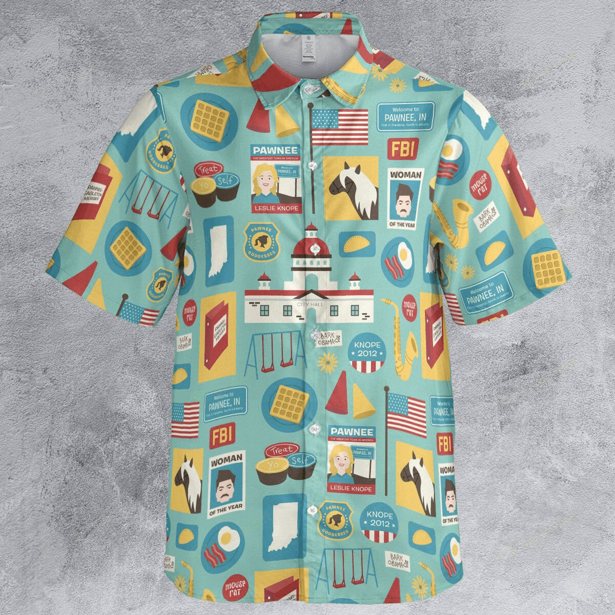 Designer × The Unbranded Brand Treat Yo Self Parks and Recreation Button Down Shirt Size US S / EU 44-46 / 1 - 2 Thumbnail