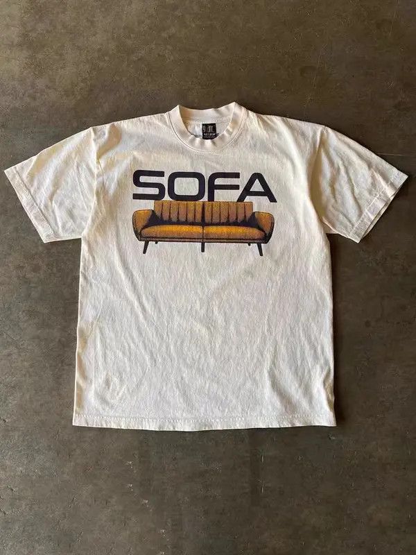 Japanese Brand White retro sofa print loose tee Size US L / EU 52-54 / 3 - 1 Thumbnail