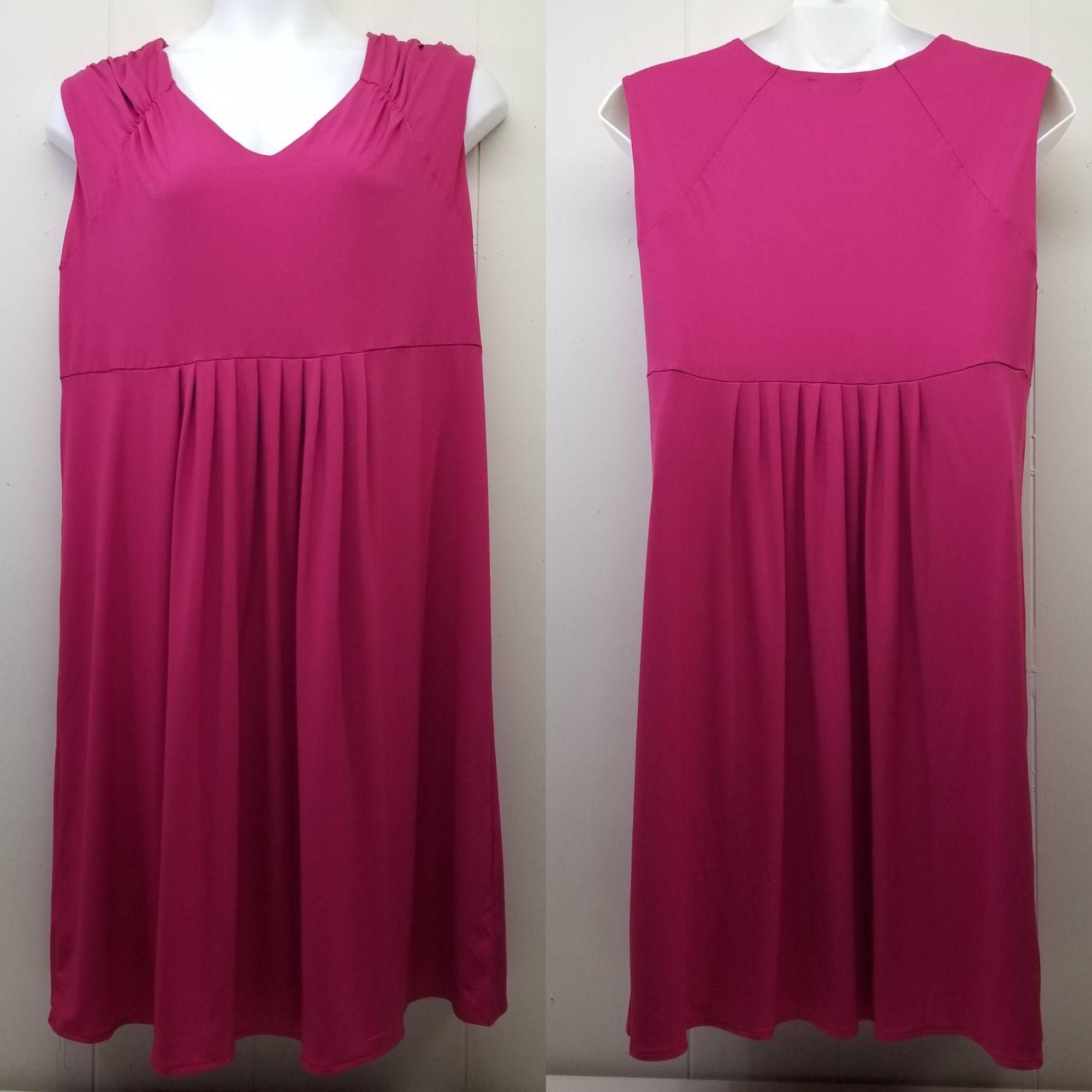 Vintage Roamans 18W Hot Pink Dress Stretch Sleeveless V Neck Midi Su Size XXL / US 16-18 / IT 52-54 - 1 Thumbnail