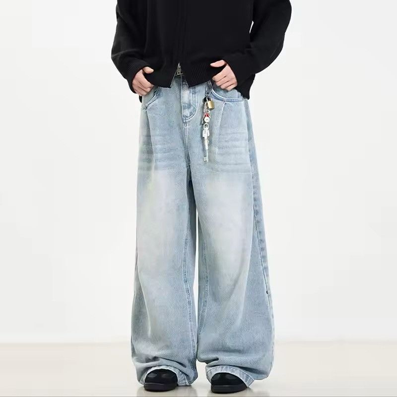 Distressed Embroidered Wide Leg Denim
