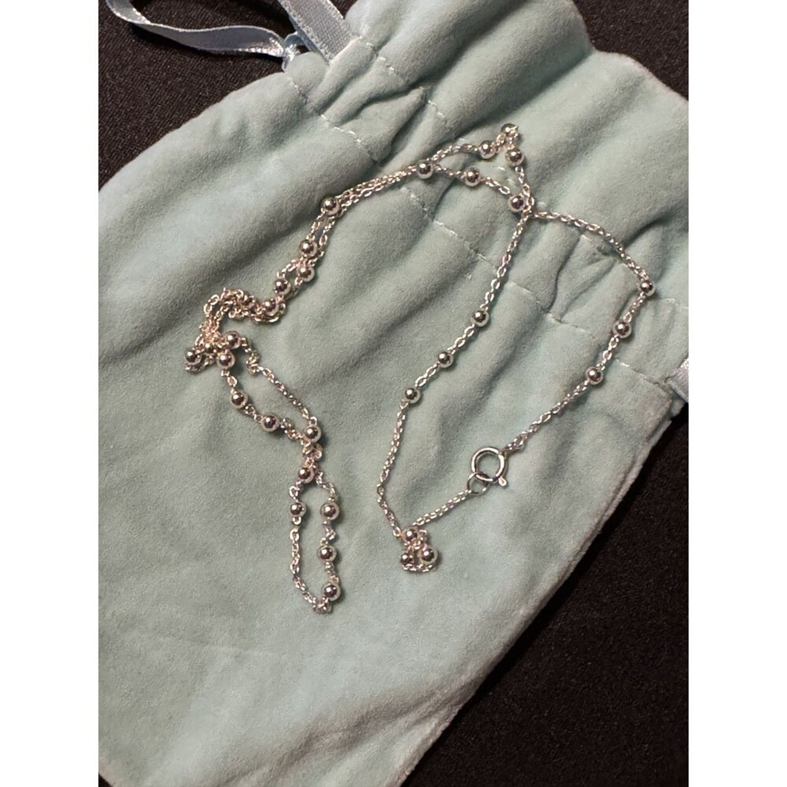 Other JCM 925 Silver Ball Bead Stationed Necklace 19 in Teal Pouch Size ONE SIZE - 5 Thumbnail