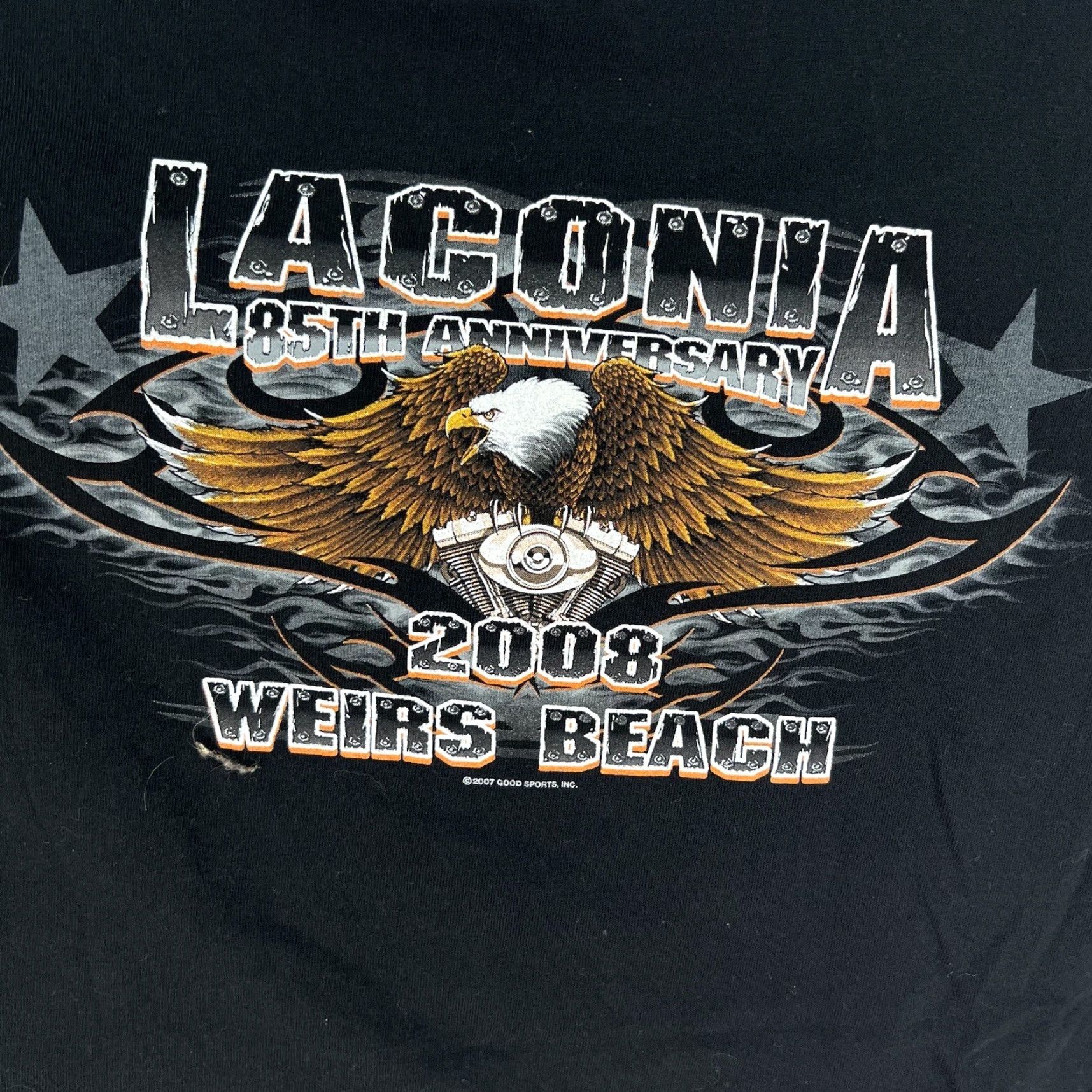 Vintage Laconia 85th Motorcycle Rally T-Shirt Mens Large Black Graphic Print Crew Neck Alstyle 1301 Biker Theme Size US L / EU 52-54 / 3 - 5 Thumbnail