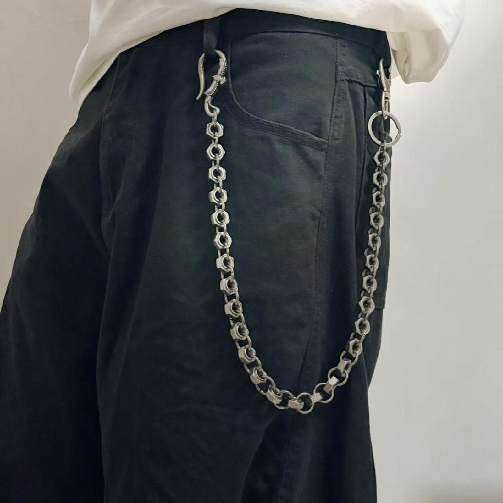 Jewelry Black Metal Wallet Chain with Barbed Wire Design Size ONE SIZE - 1 Thumbnail