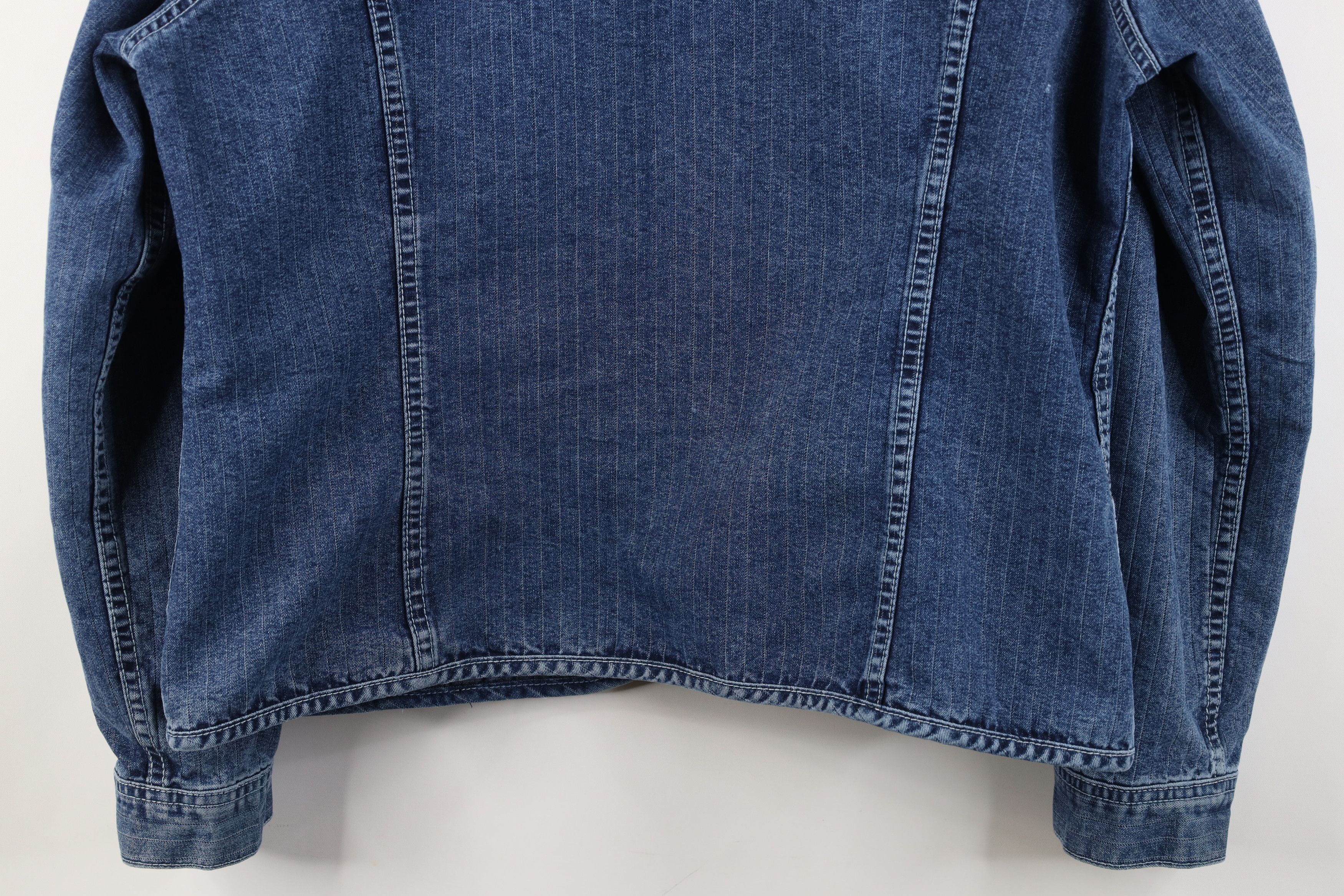 Vintage Vintage 90s Y2K Streetwear Striped Denim Trucker Jacket Size L / US 10 / IT 46 - 14 Thumbnail
