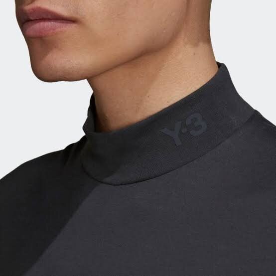 image of Adidas x Y 3 Accept Offery-3 Classic Mock Neck Tee Long Sleeve in Black, Men's (Size Large)