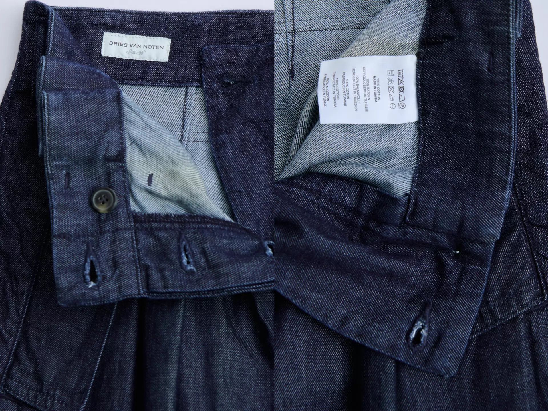 Dries Van Noten Dries Van Noten High-Waisted Wide-Leg Denim Work Pants Size 25" / US 0 / IT 36 - 9 Thumbnail