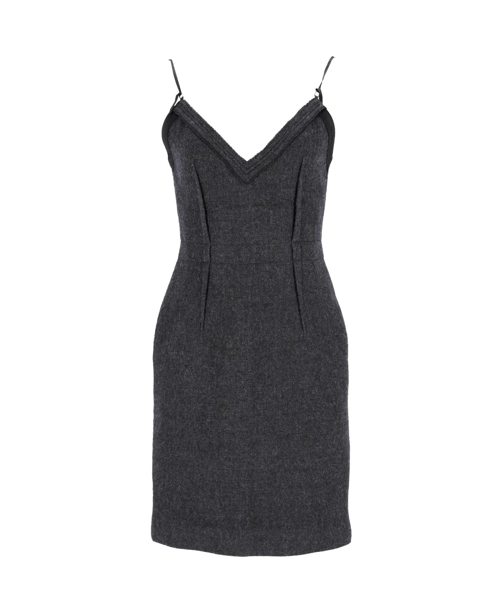 image of Prada Grey Wool Sleeveless Sheath Dress, Women's (Size Medium)