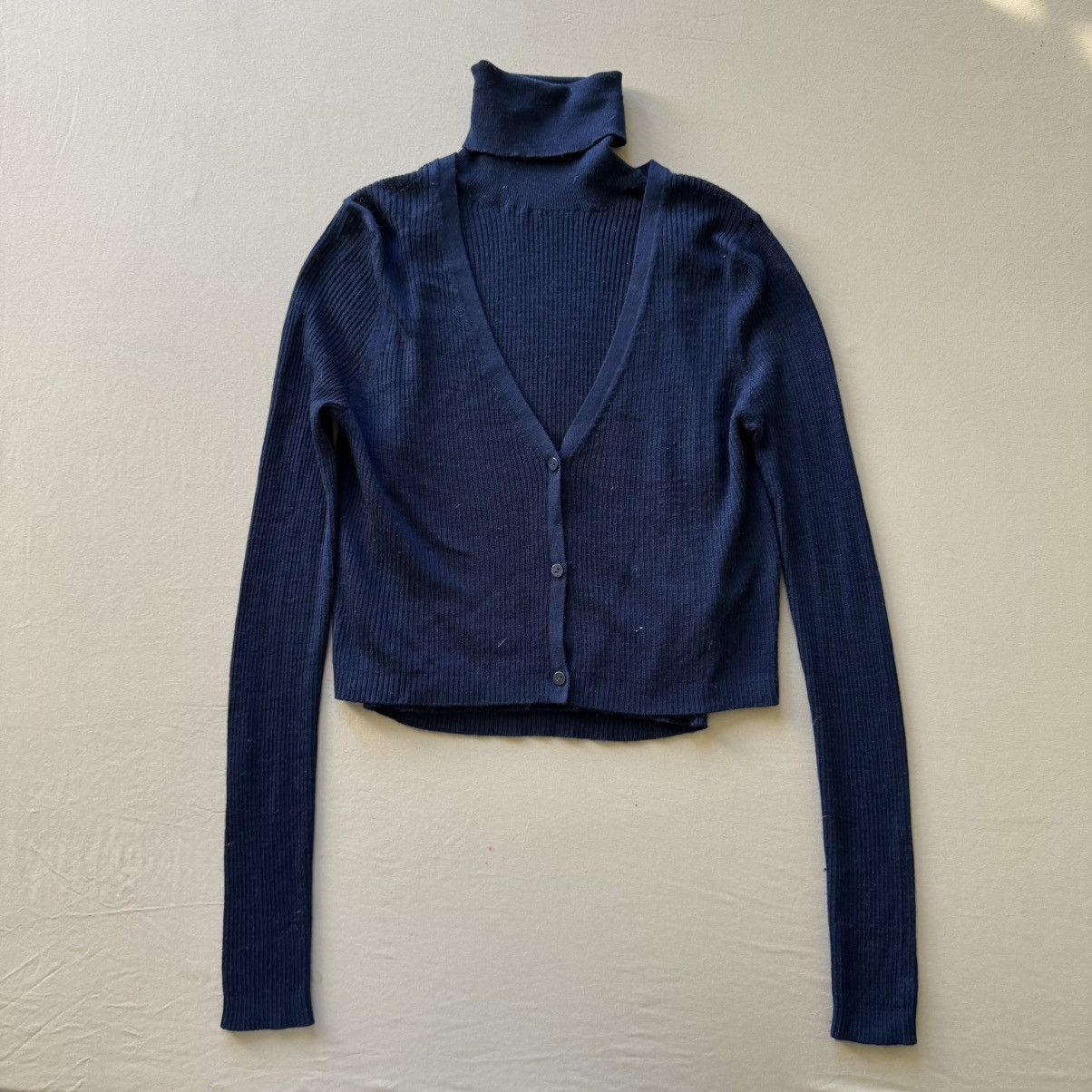 MASSIMO DUTTI Merino Wool Ribbed Cardigan & High Neck Top