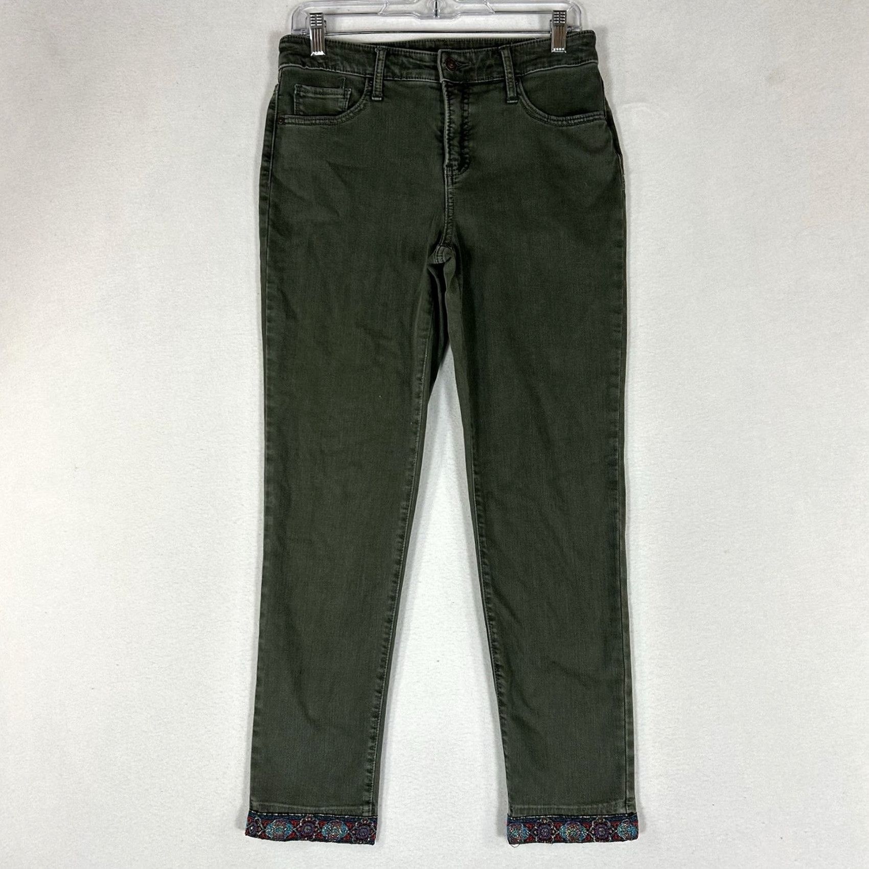 Vintage Chico's So Slimming Slim Leg Ankle Pants Women's 32 Green 5-Pocket Slimming Pockets Logo Zipper Ankle Style Capris Size 24" / US 00 / IT 34 - 2 Thumbnail