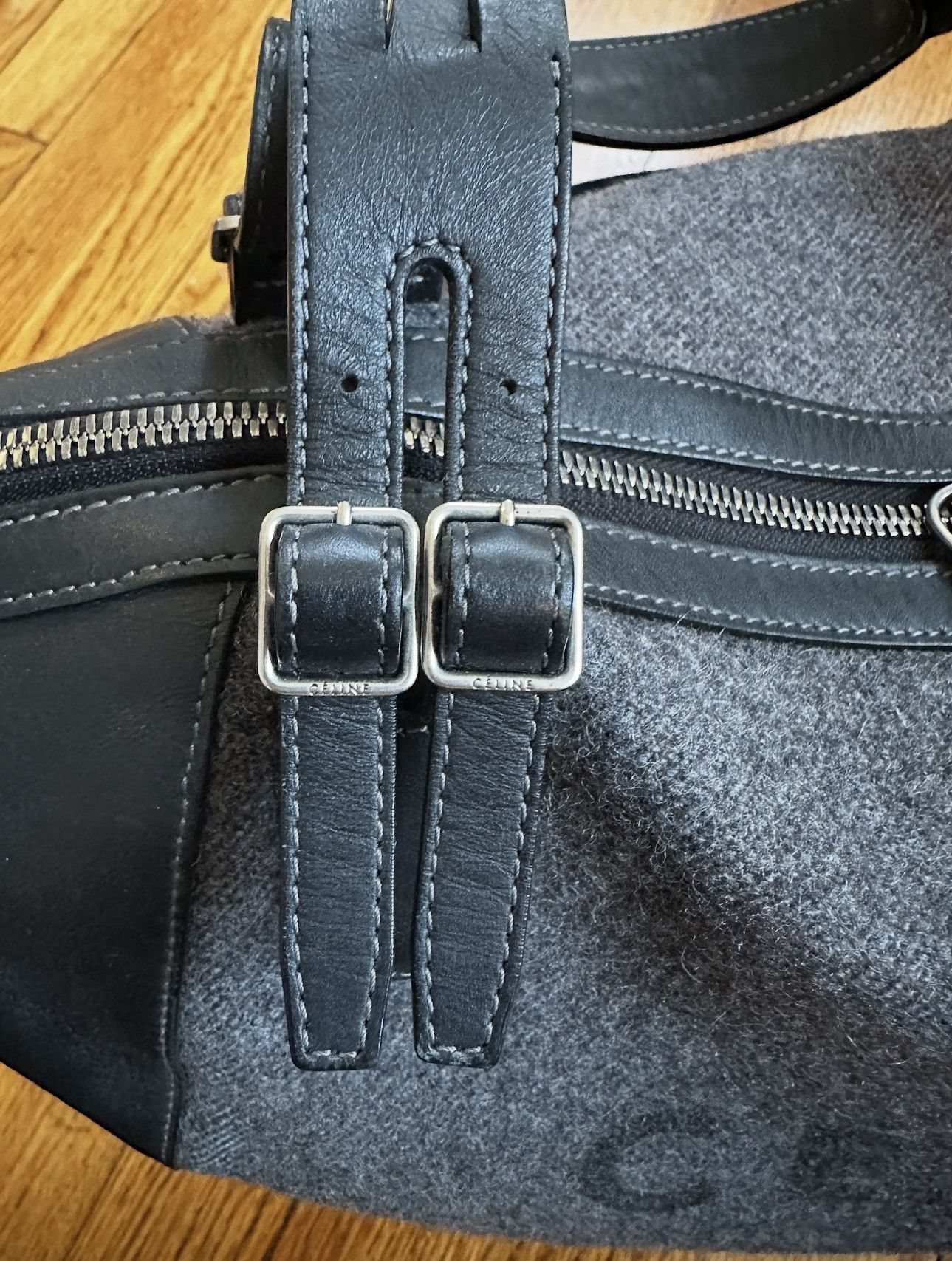 Celine Celine Wool and Leather tote bag with adjustable side Size ONE SIZE - 6 Thumbnail