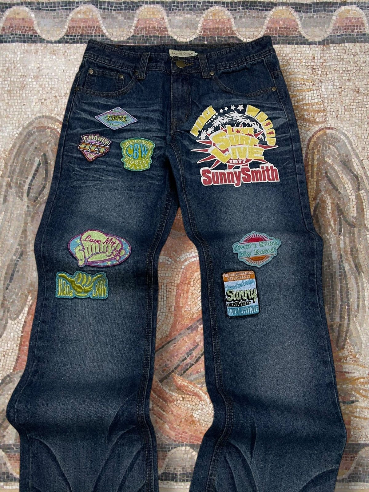 Hysteric Glamour Vintage 90s Japan Designer Sunny Smith Patchwork Fancy Denim Size US 30 / EU 46 - 6 Thumbnail