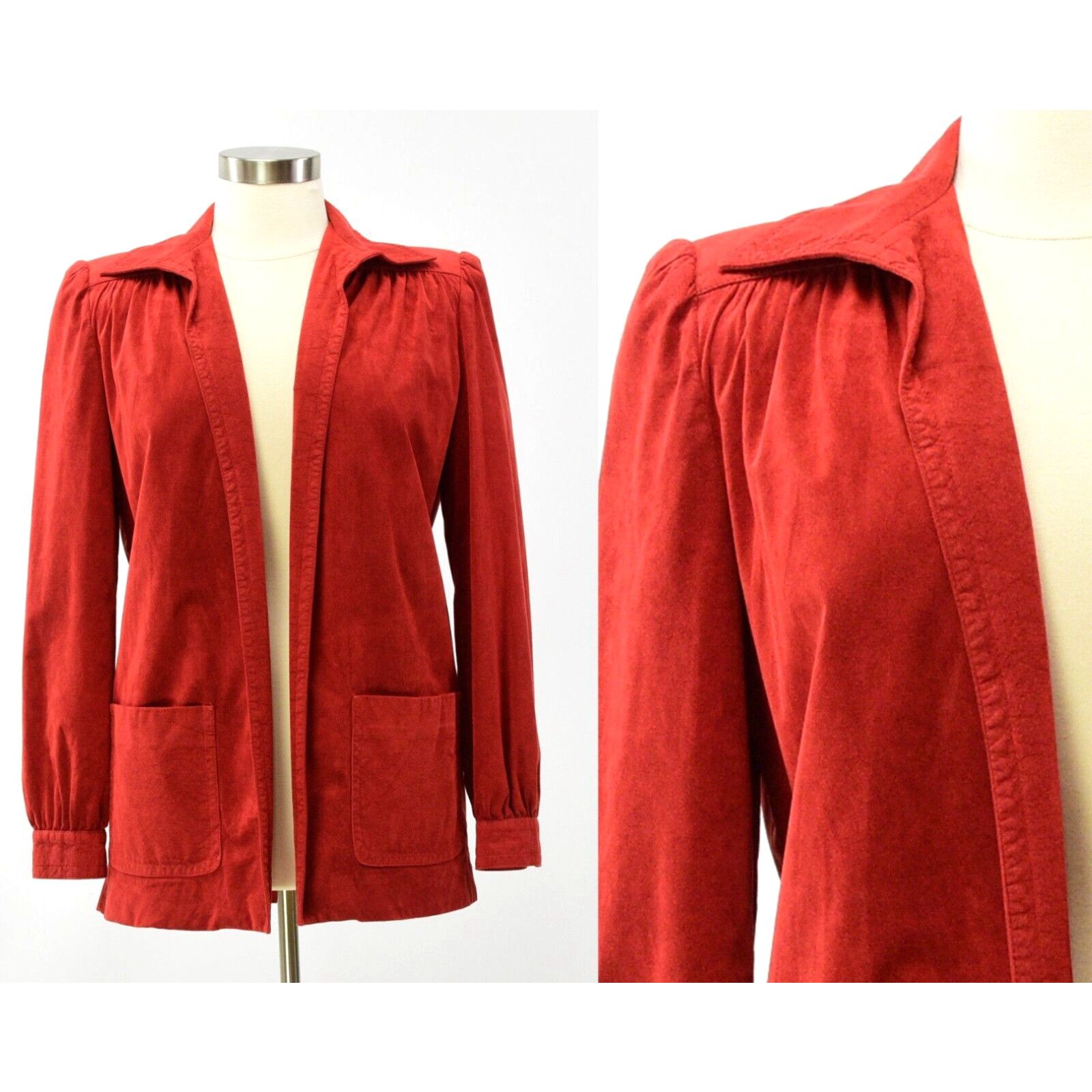 image of 70's Vintage Women's Lilli Ann Red Open Front Blazer Size XL in White