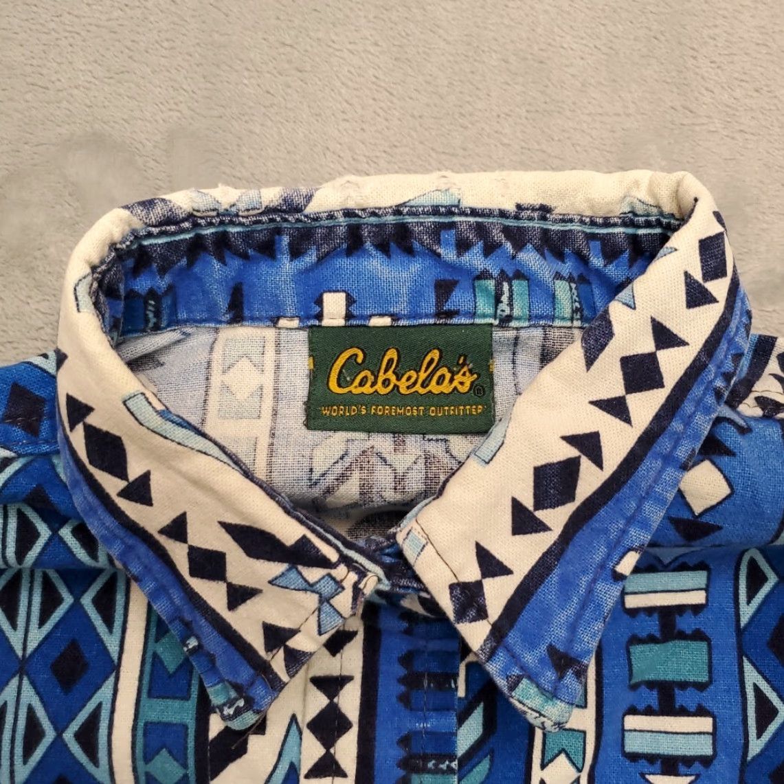 Vintage VINTAGE CABELA'S Shirt Womens XL Blue Aztec Pattern Long Sleeve Flannel Western Size XL / US 12-14 / IT 48-50 - 4 Thumbnail