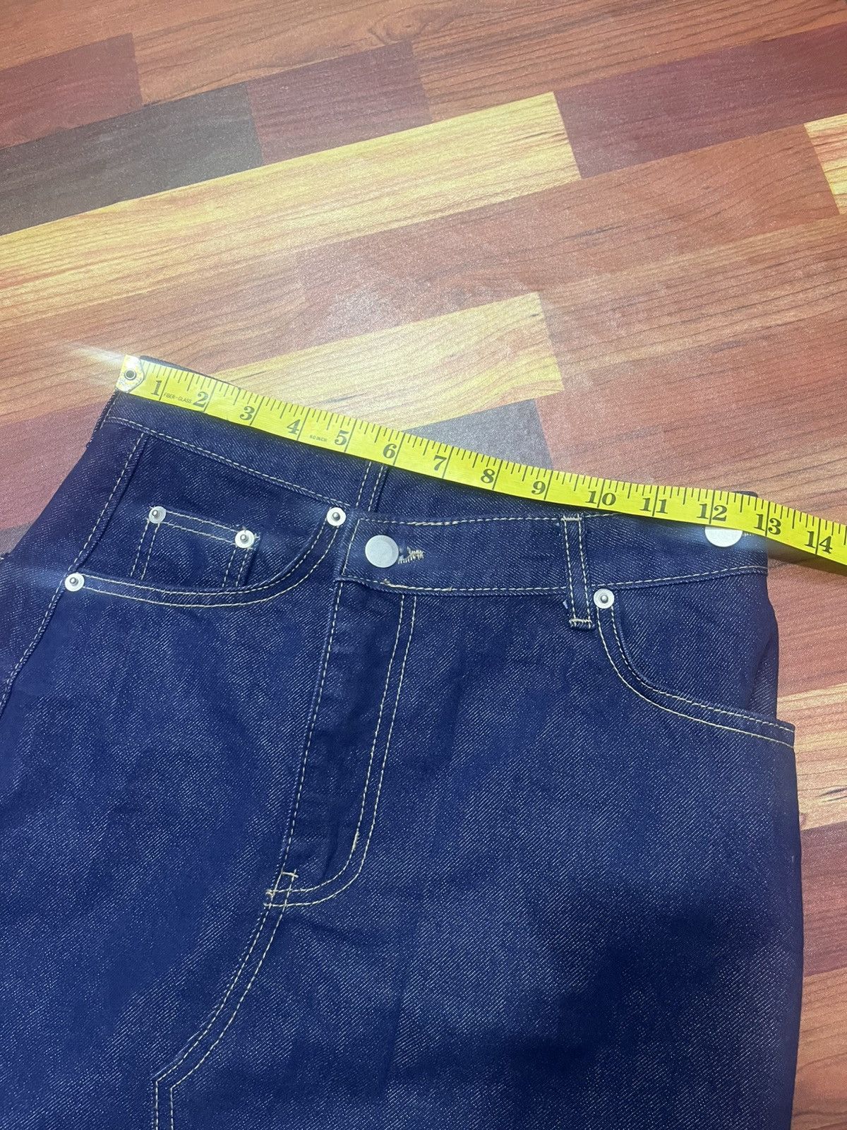 Japanese Brand JJIM Korean Raw Indigo Denim Long Skirt Front Slit Fit Size 26" / US 2 / IT 38 - 13 Thumbnail