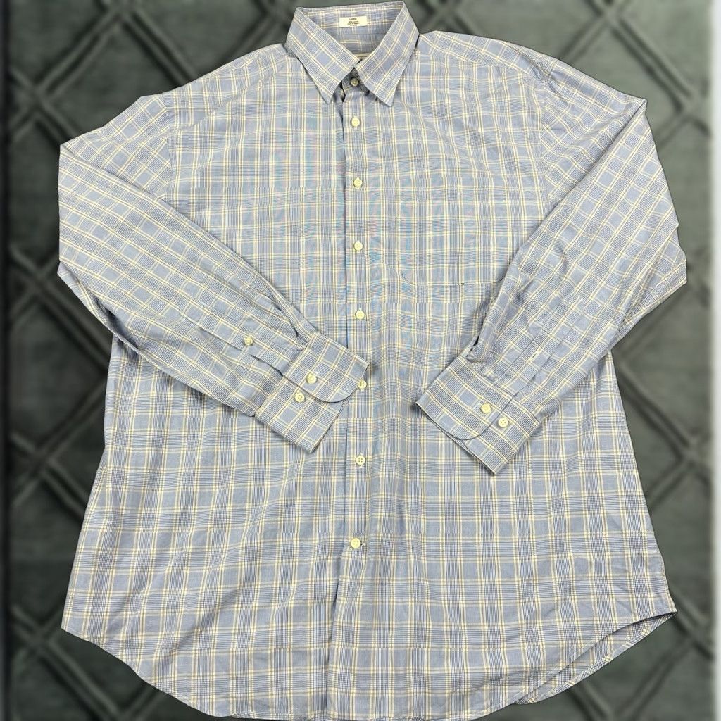 Peter Millar Peter Millar Shirt Mens XL Blue Plaid Linen Long Sleeve Button-Up Size US XL / EU 56 / 4 - 1 Thumbnail