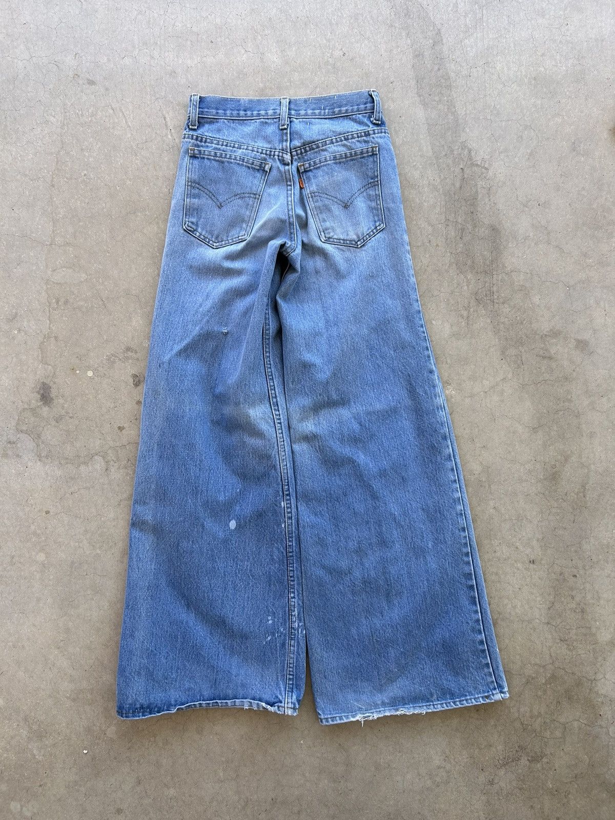 image of Levis x Vintage 1970S Levi’S Orange Tab Bell Bottom Wide Jeans in Denim, Women's (Size 24)