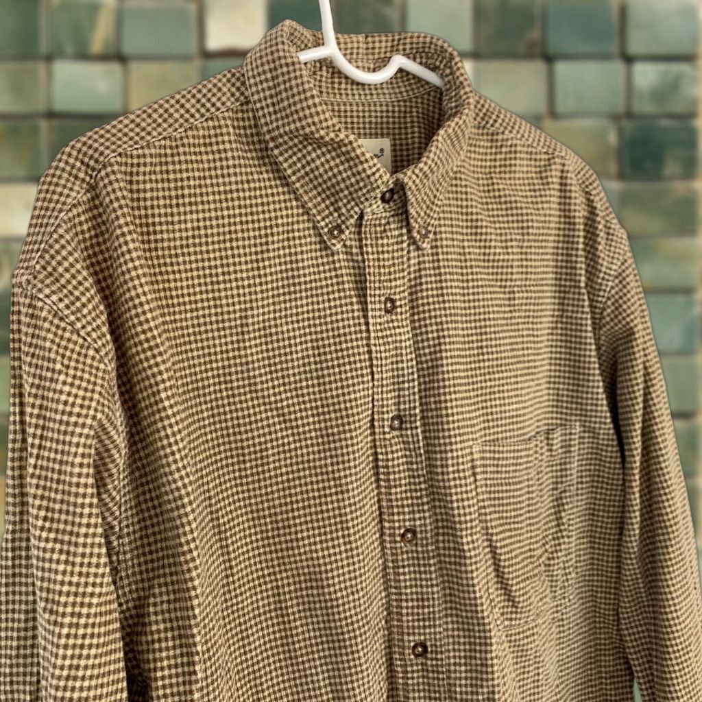 Eddie Bauer VINTAGE Eddie Bauer Shirt Long Sleeve Button-Front 90s Grunge Brown Plaid LT Ultra Big & Tall Mens Shadow Denim (adjusted to original words only) Size US L / EU 52-54 / 3 - 1 Thumbnail