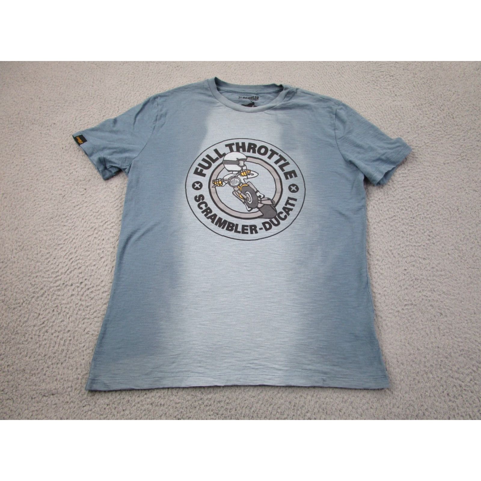 Vintage Ducati Shirt Mens M Blue Italy Scrambler indie biker cafe racer T-Shirt Short Sleeve Crew Neck Cotton Jersey Motorcycle Graphic Print Vintage No Size US M / EU 48-50 / 2 - 3 Thumbnail