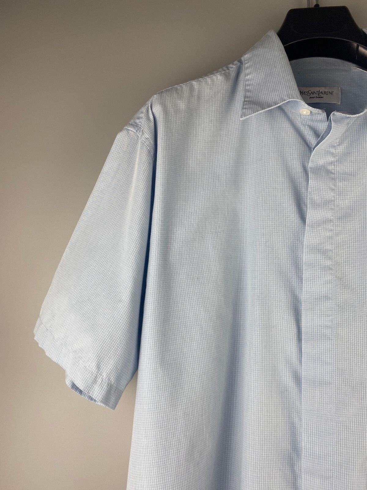Yves Saint Laurent Yves Saint Laurent YSL Luxury Check Short Sleeve Shirt Size US L / EU 52-54 / 3 - 4 Thumbnail