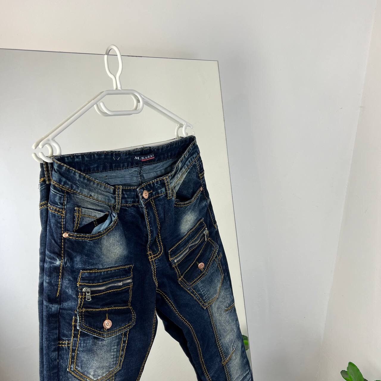Japanese Brand Rare Pants Multipocket Y2K Jeans Slim Rap Distressed Skinny Size US 33 - 2 Thumbnail