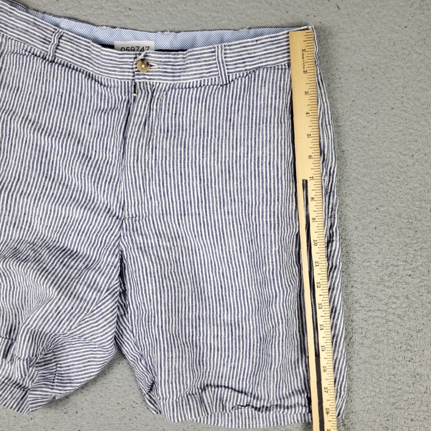 Peter Millar VINTAGE Peter Millar Shorts Men 36 Blue Striped Linen Flat Front Chino Casual Summer Size US 36 / EU 52 - 5 Thumbnail