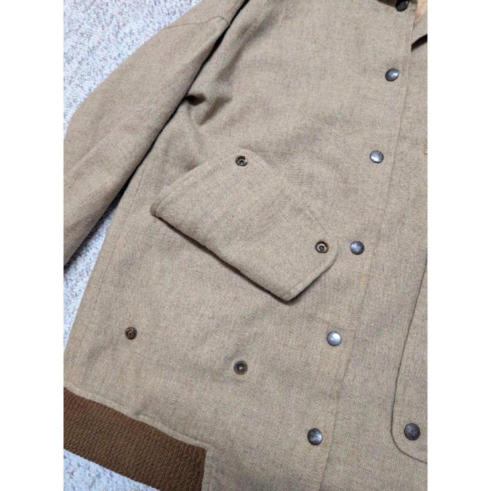 Vintage VINTAGE vintage jacket motorcycle jacket Mens S Brown wool Handcrafted 1950s Car Club varsity style snap shawl collar Letterman 38 in chest Size US S / EU 44-46 / 1 - 5 Thumbnail