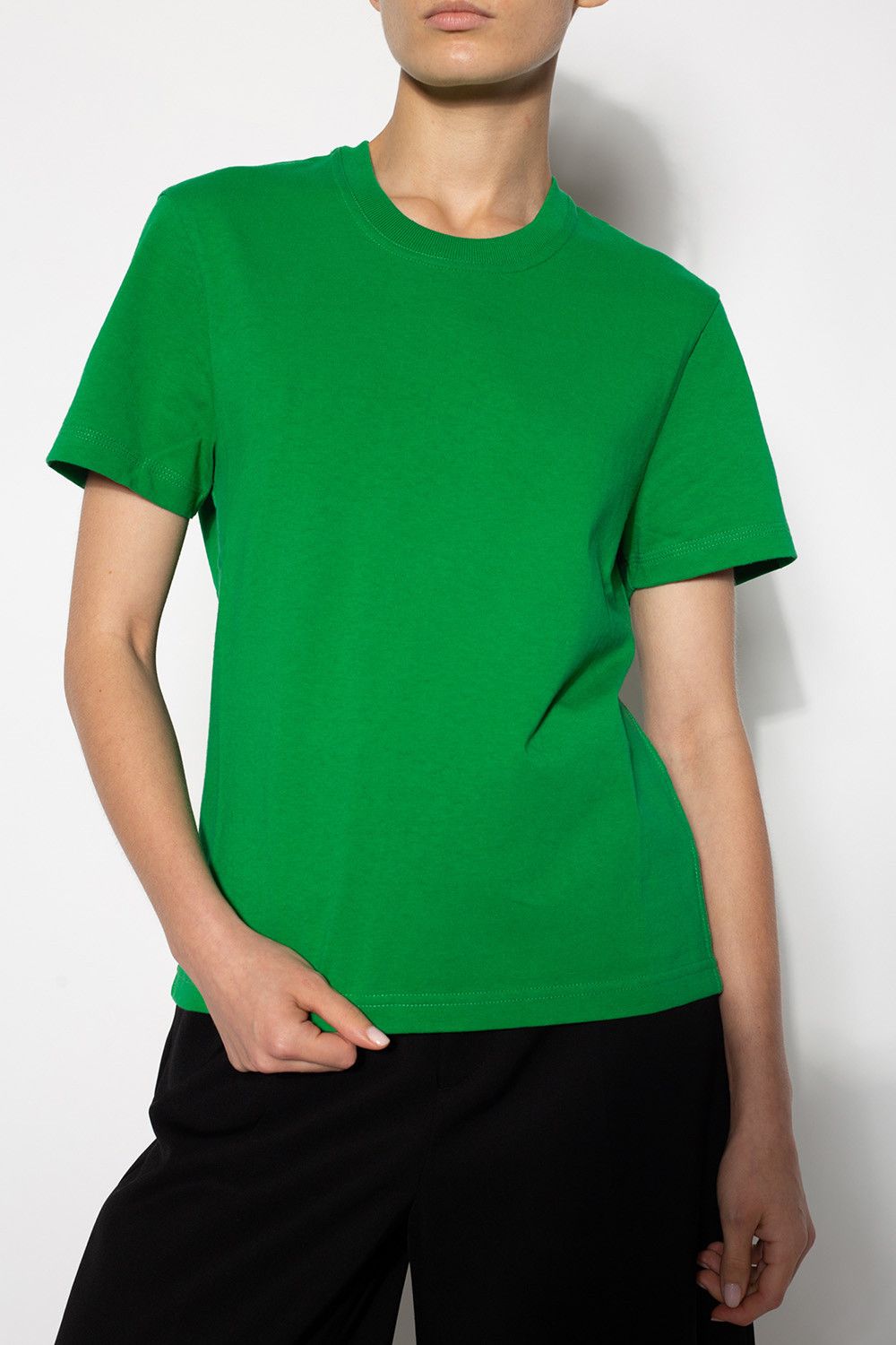 Bottega Veneta BOTTEGA VENETA parakeet green jersey cotton t-shirt Medium q Size M / US 6-8 / IT 42-44 - 1 Thumbnail
