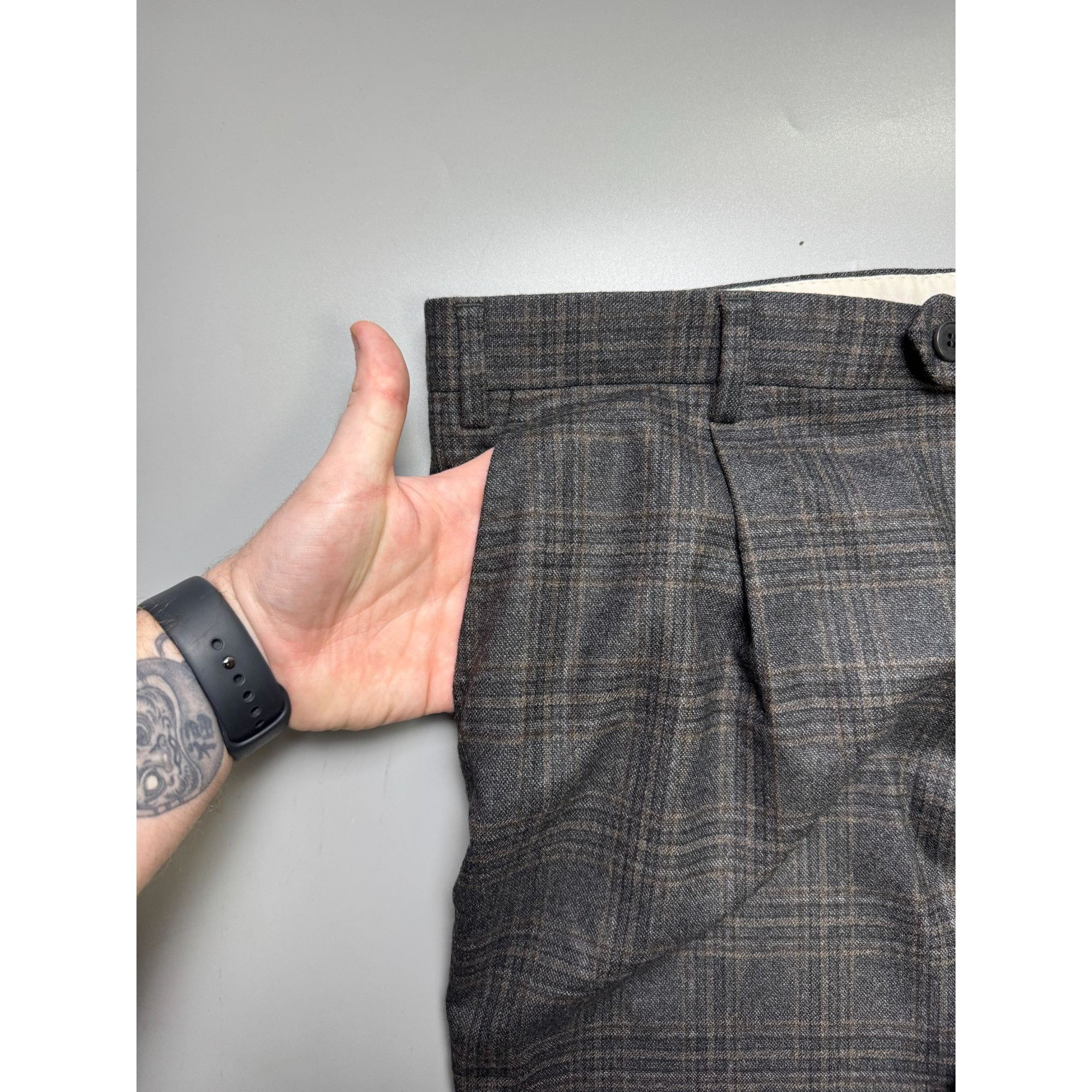 Brioni Brioni Moena Slim Fit Checkered Wool Trousers Pants (Y1145) Size US 36 / EU 52 - 4 Thumbnail