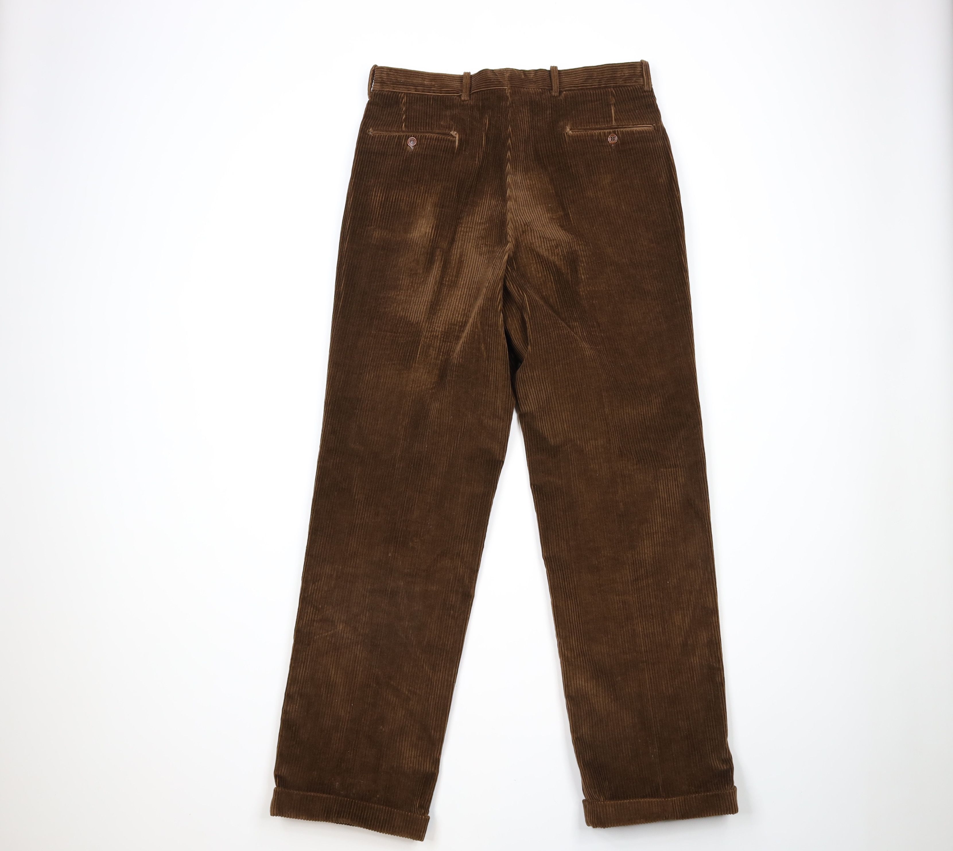 Nautica × Vintage Vintage 90s Nautica Pleated Wide Leg Cuffed Corduroy Pants Size US 34 / EU 50 - 9 Thumbnail