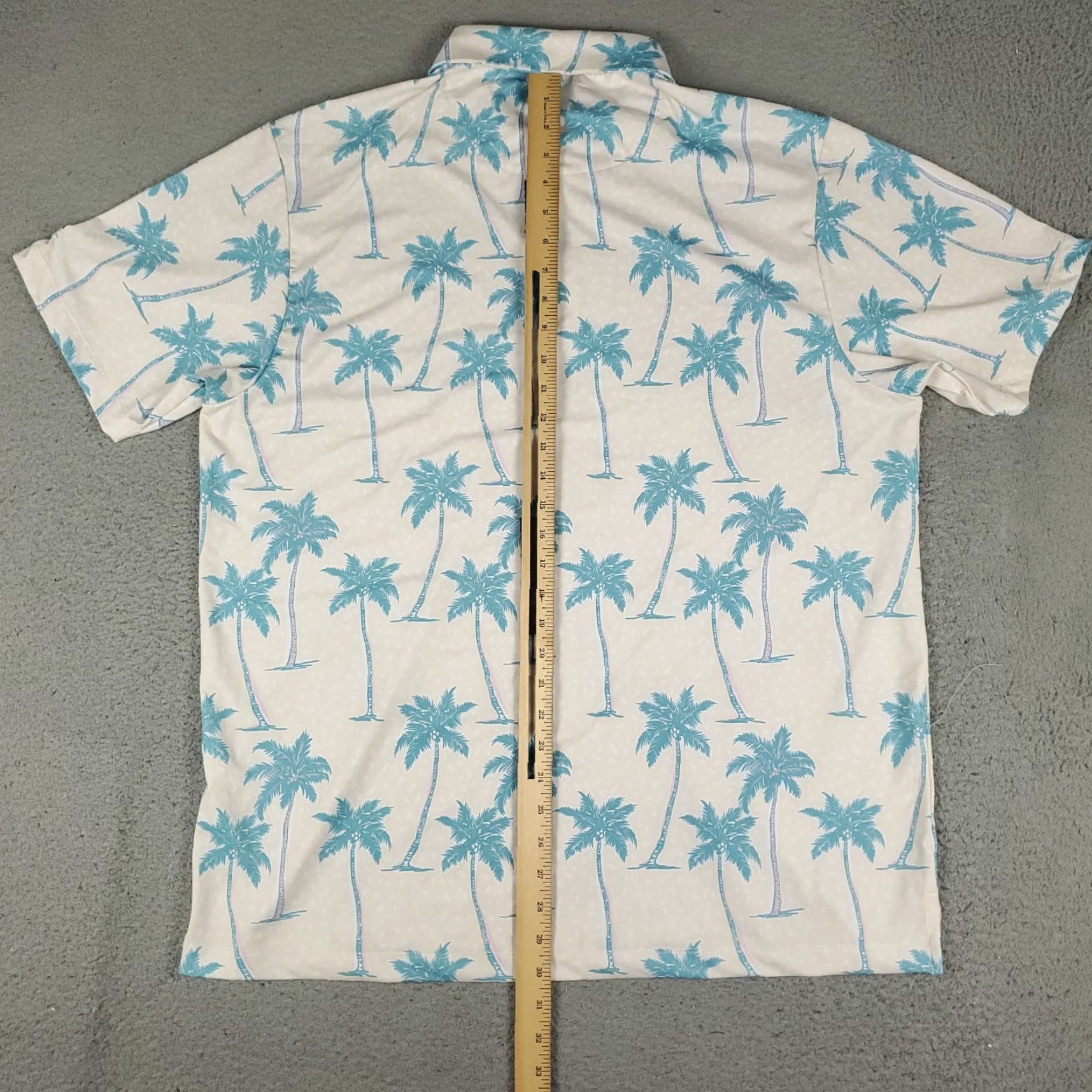 Vintage Bad Birdie Polo Shirt Mens 2XL Ivory Blue Palm Tree Print Short Sleeve Golf Polo Shirt Size US XXL / EU 58 / 5 - 4 Thumbnail