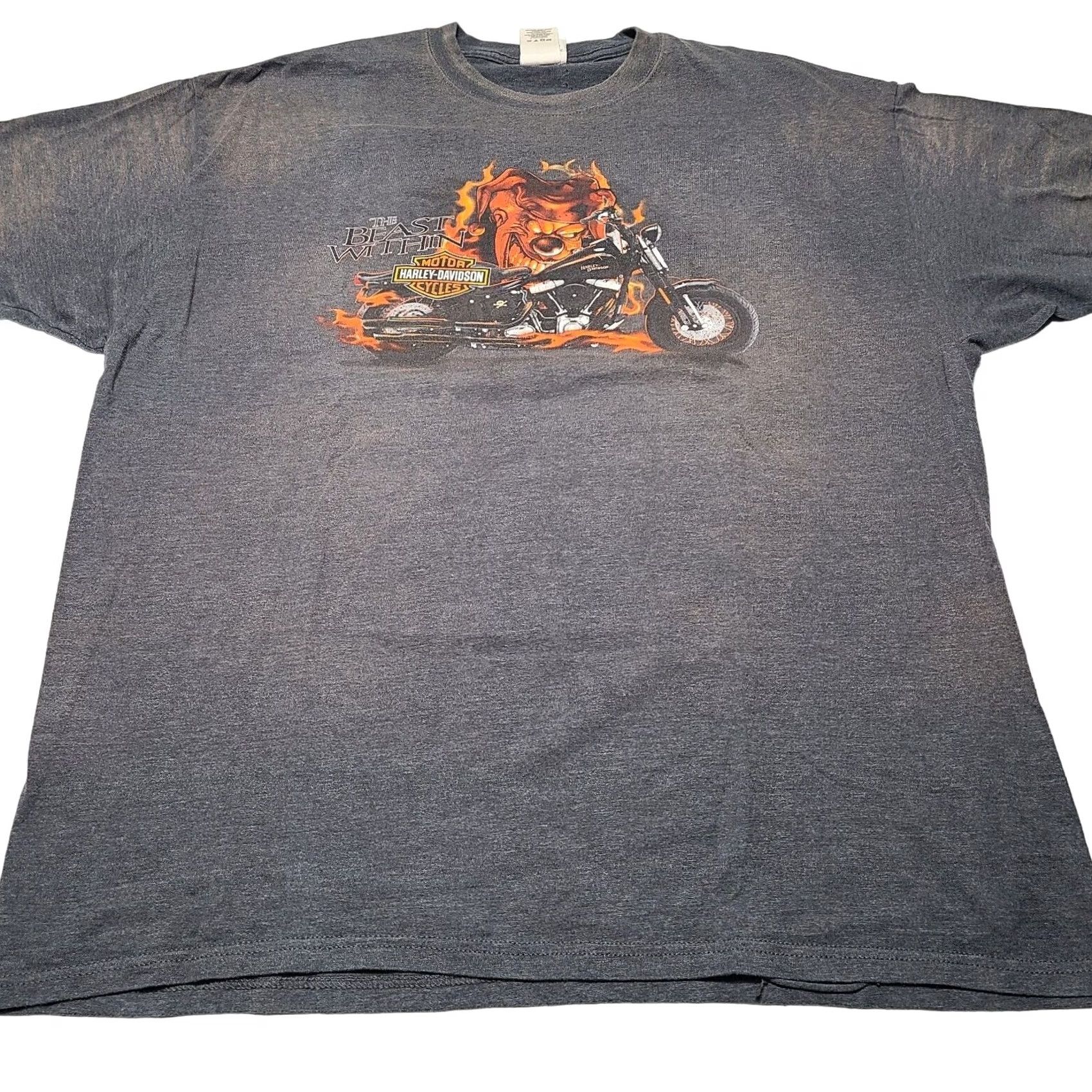 Harley Davidson Harley-Davidson T-Shirt Men's 2XL RoadRunner Motorcycles Beast Within Gray Crew Neck Short Sleeve New York Size US XXL / EU 58 / 5 - 2 Thumbnail