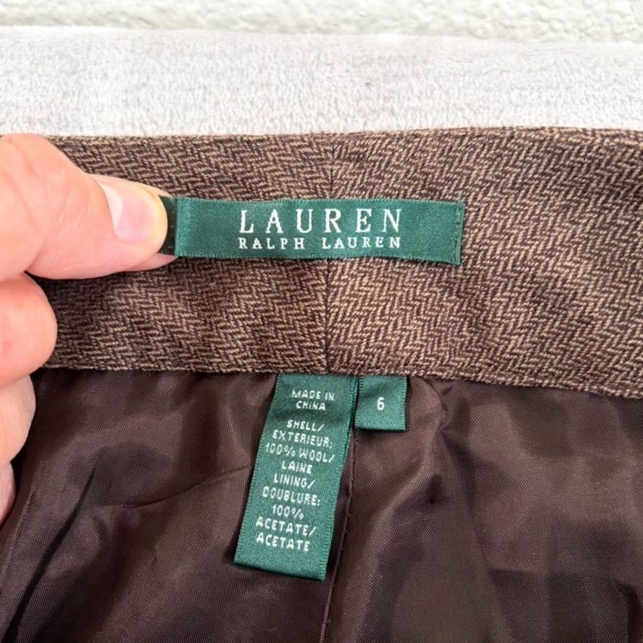 Ralph Lauren Ralph Lauren LRL Wool Herringbone Trouser Pants Women 6 Brown Wide Leg Preppy Dress Pants Vintage No Size 28" / US 6 / IT 42 - 2 Thumbnail