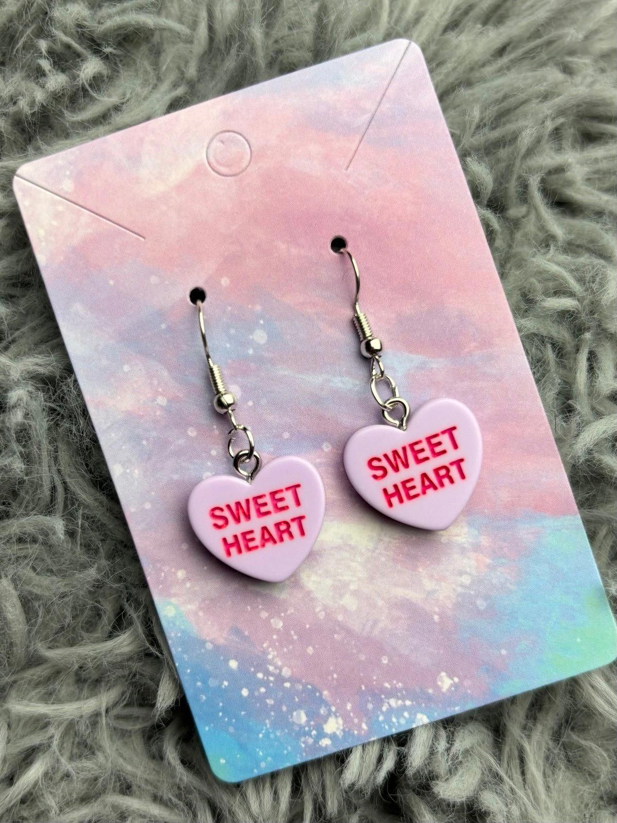 Handmade Purple Heart earrings Size ONE SIZE - 1 Preview