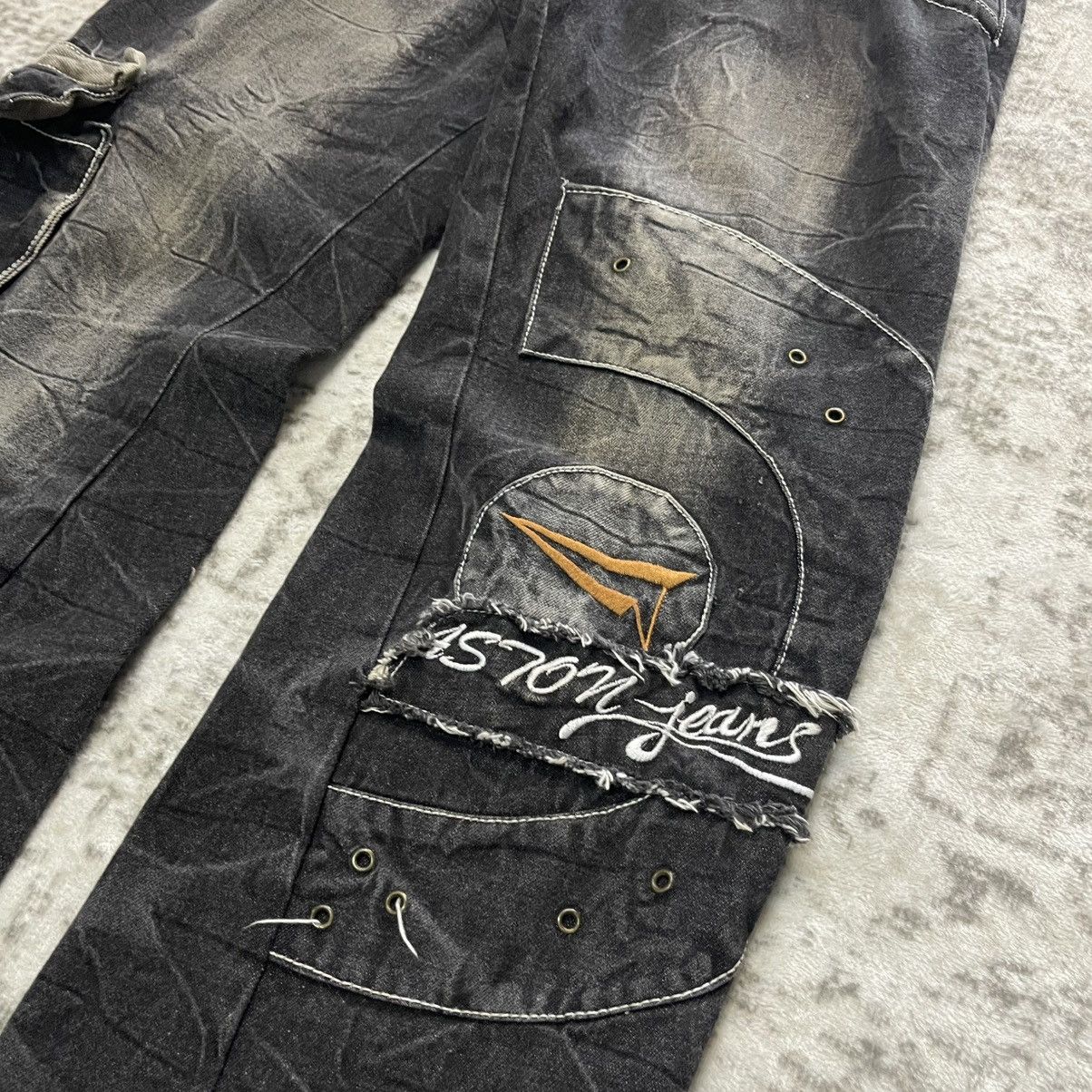 GOSTAR DE FUGA Aston Japan Panel Spiral Cut Fade Wash Cargo Denim Jeans Size US 30 / EU 46 - 5 Thumbnail