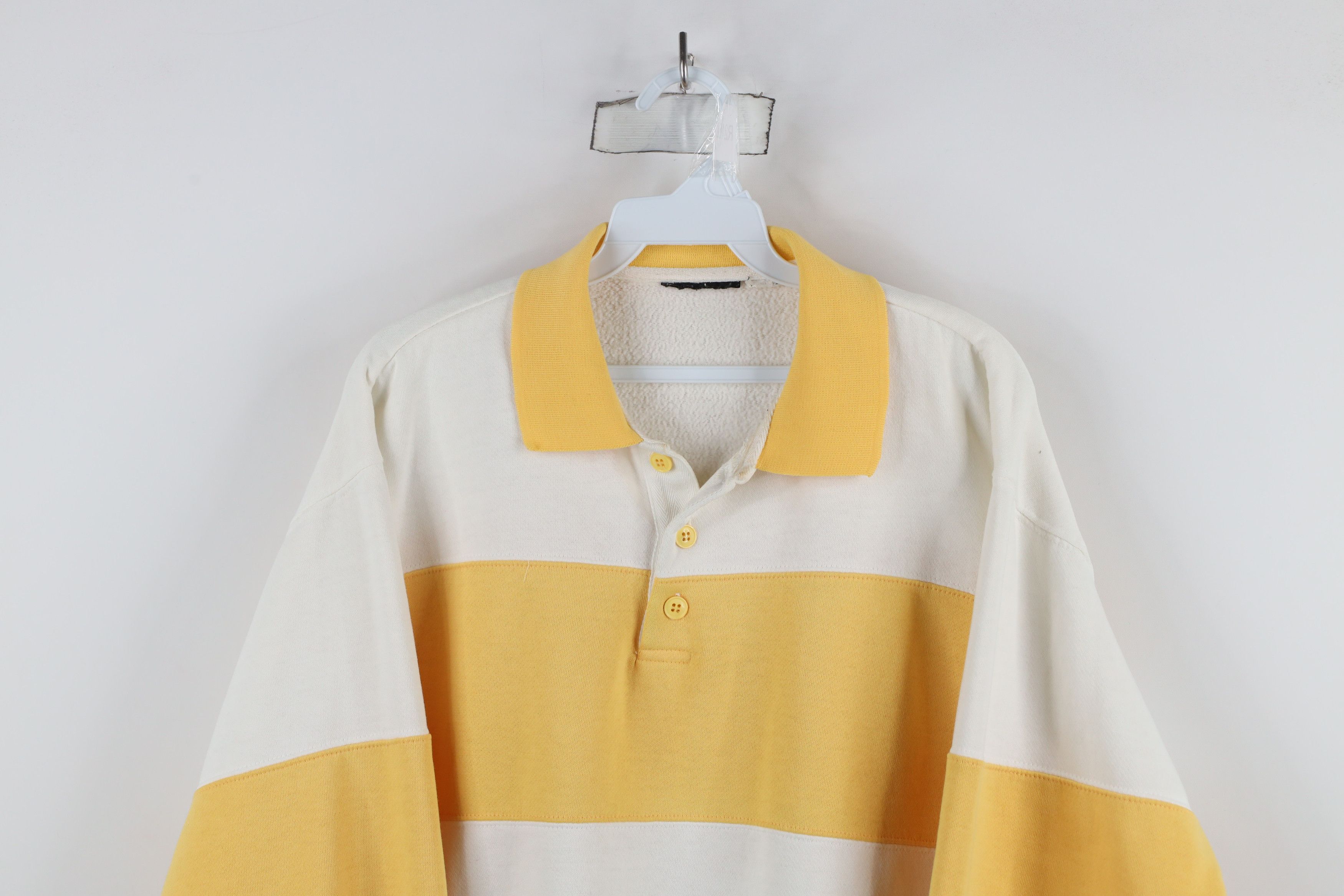 Vintage Vintage 90s Streetwear Striped Collared Pullover Sweatshirt Size US XL / EU 56 / 4 - 2 Thumbnail