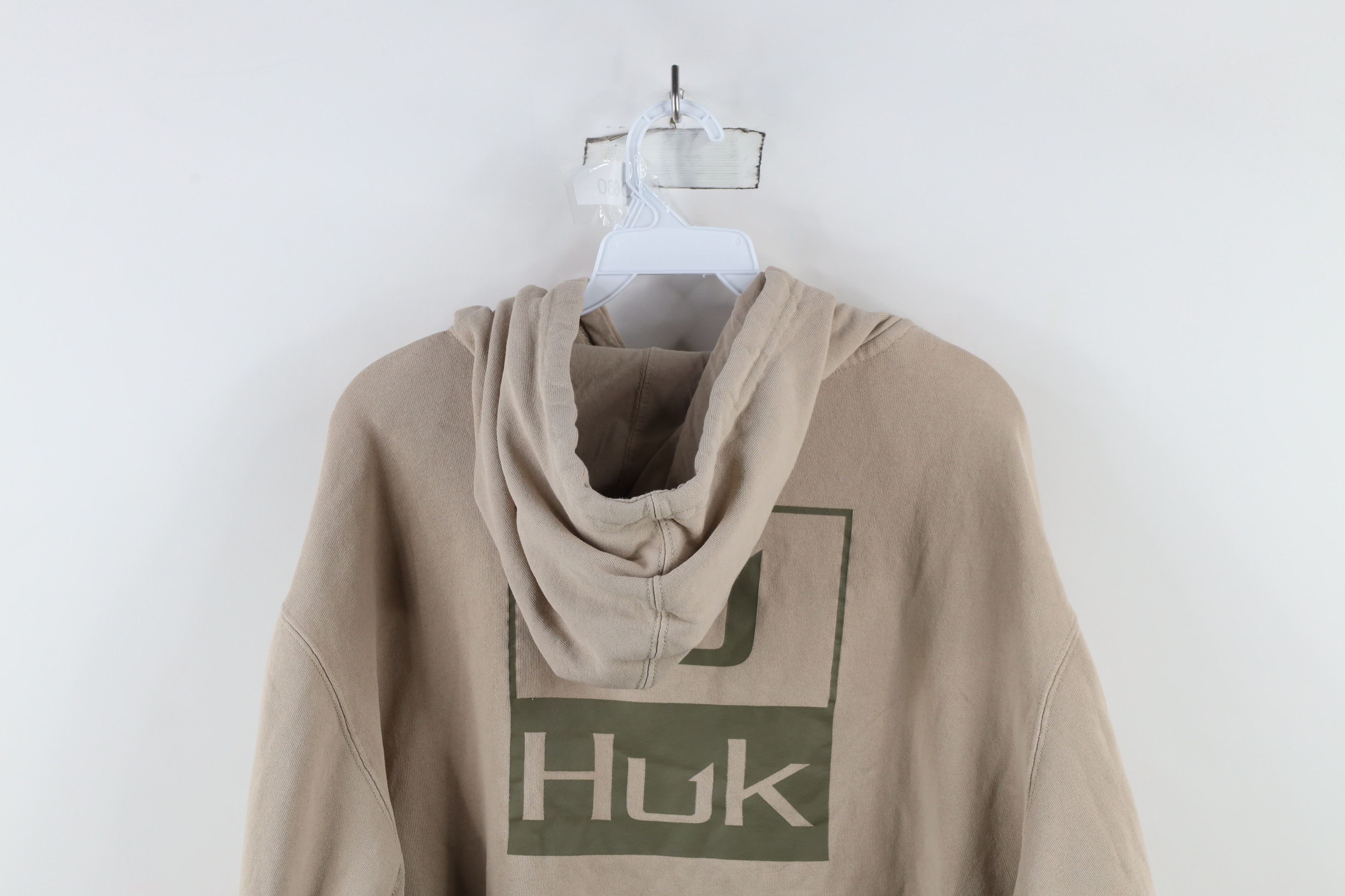 Vintage Huk Fishing Spell Out Hoodie Sweatshirt Beige Khaki Tan Size US L / EU 52-54 / 3 - 14 Thumbnail