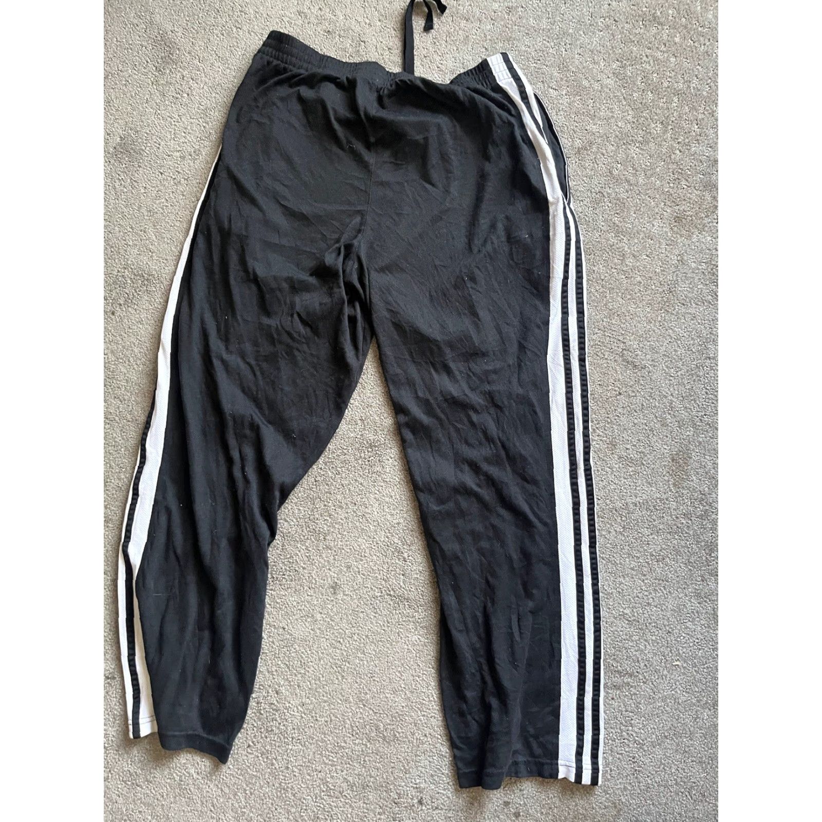 Adidas Adidas Sweatpants Pants Black w/ White Stripe Athletic Men Large Polyester L Size US 33 - 4 Thumbnail