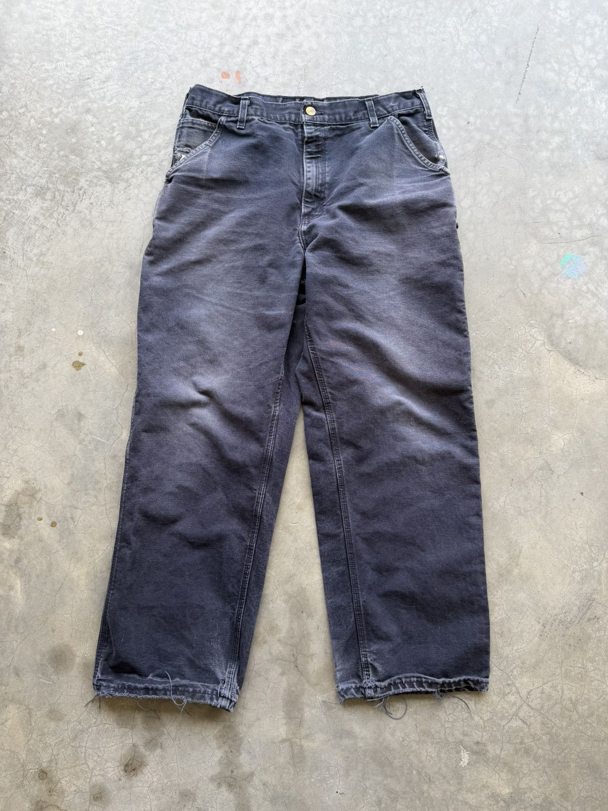 Carhartt Faded Distressed Navy Carhartts Size US 33 - 9 Thumbnail