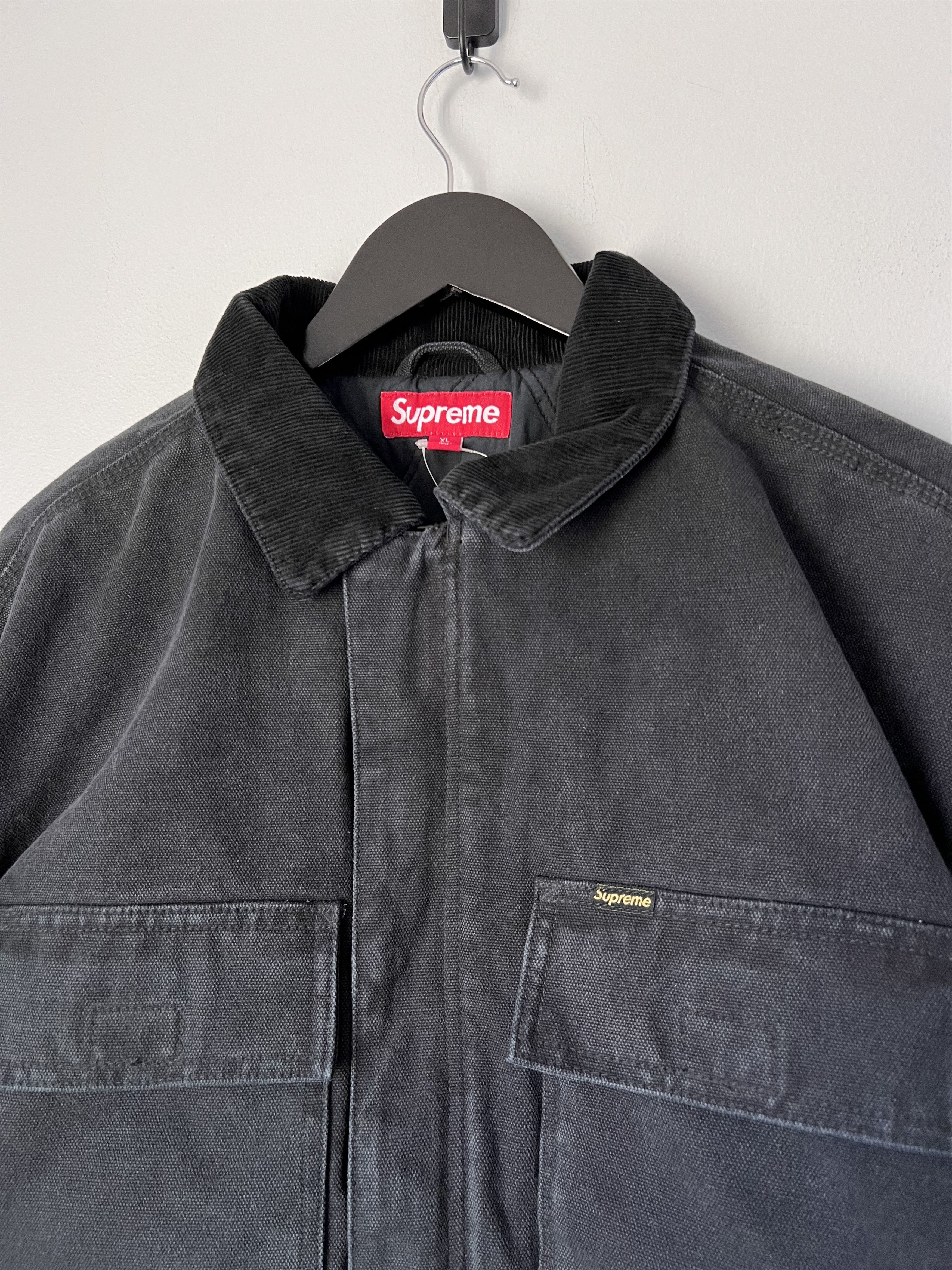 Supreme Old English Canvas Work Jacket in Black