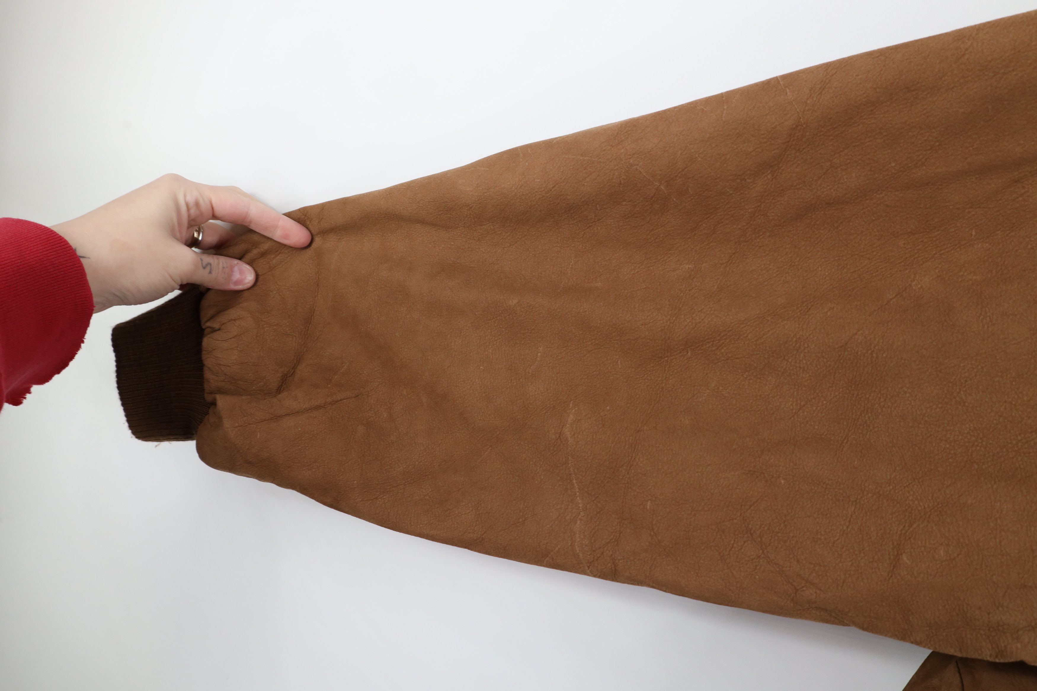 Vintage Vintage 90s Streetwear Button Suede Leather Bomber Jacket Size US XL / EU 56 / 4 - 8 Thumbnail