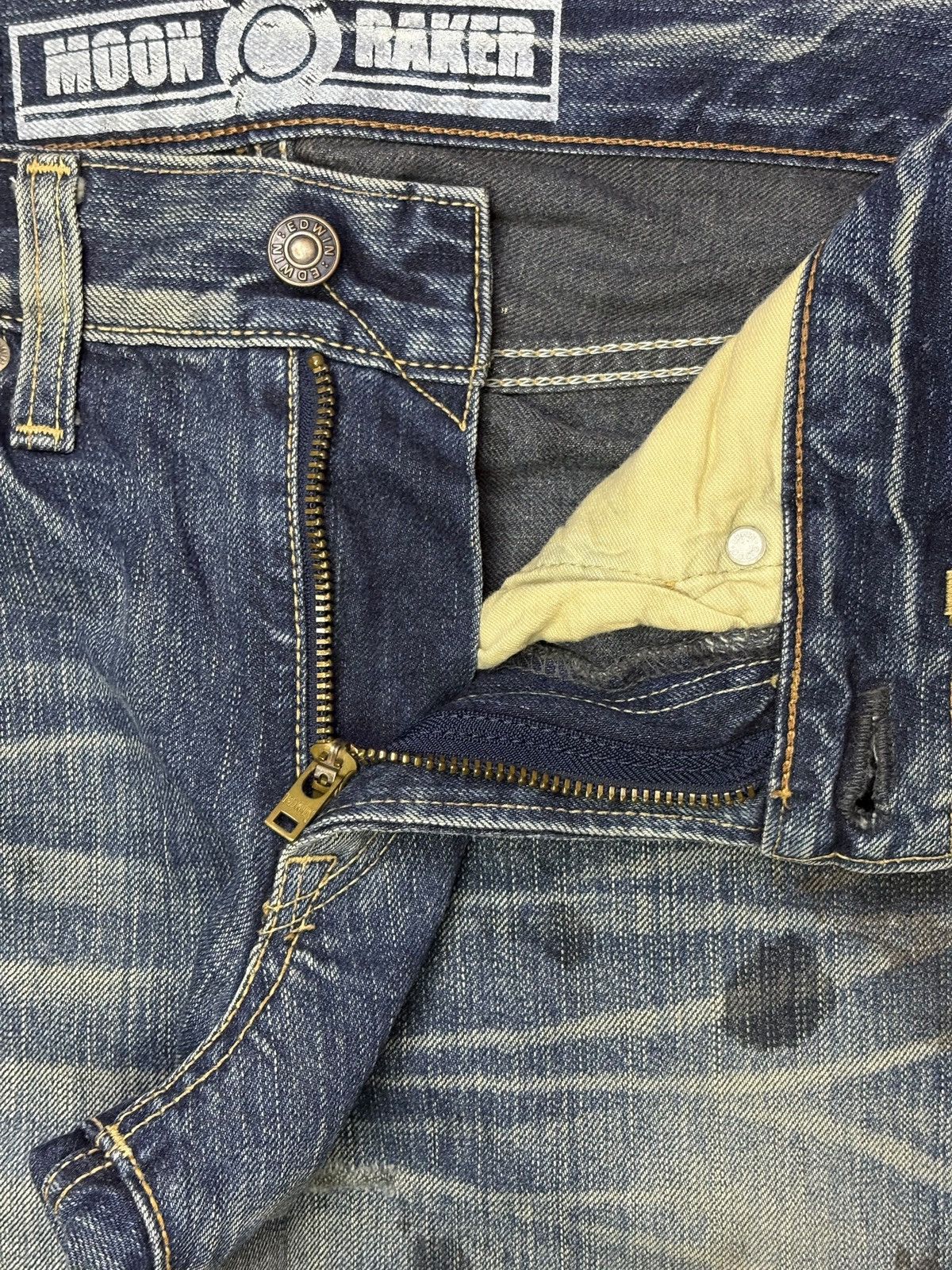 Edwin Vintage Japanese Edwin Moon Raker Mud Wash Rip Loose Jeans Size US 30 / EU 46 - 9 Thumbnail