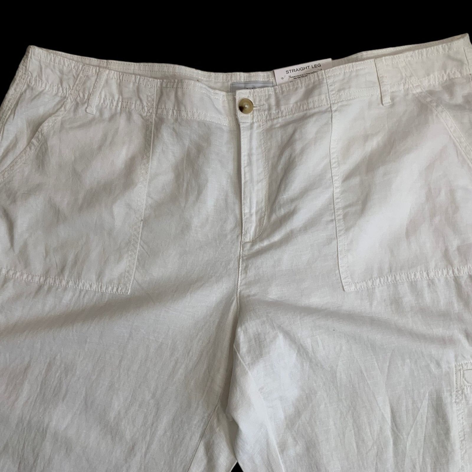 Liz Claiborne Liz Claiborne Pants White Linen Blend Hi-Rise Women Size 18 Size 40" / US 18 - 2 Thumbnail