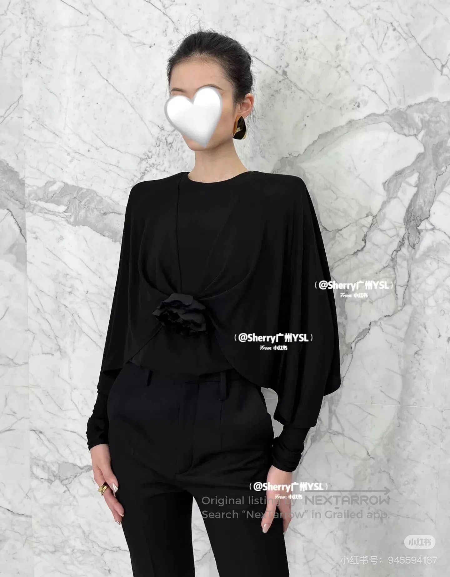 Saint Laurent Paris Saint Laurent Black Flower Top. Size S / US 4 / IT 40 - 2 Thumbnail