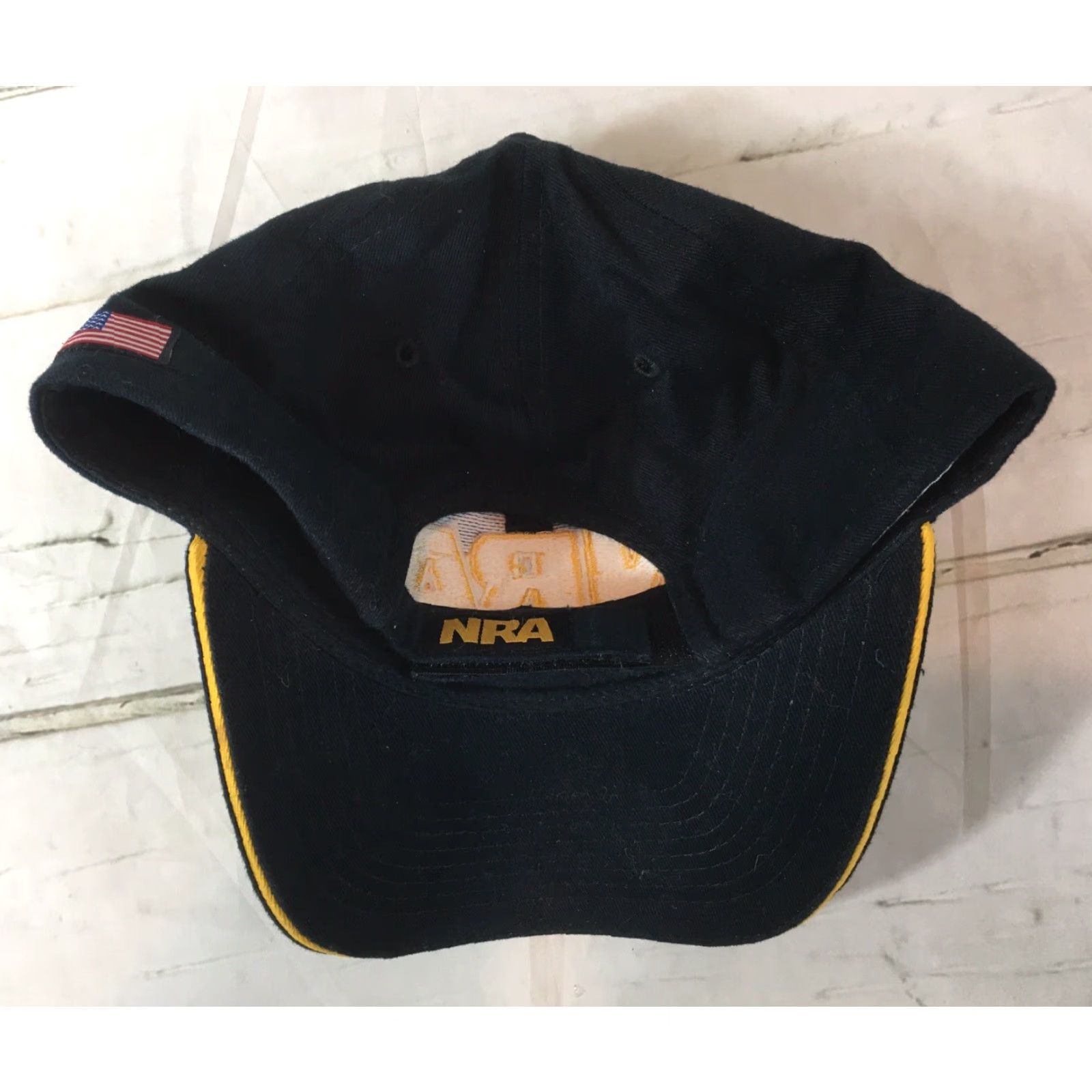Vintage NRA Black Hat Baseball Cap Embroidered US Flag - Adjustable Strapback - Men - Black - Pre-owned EUC Size ONE SIZE - 4 Thumbnail