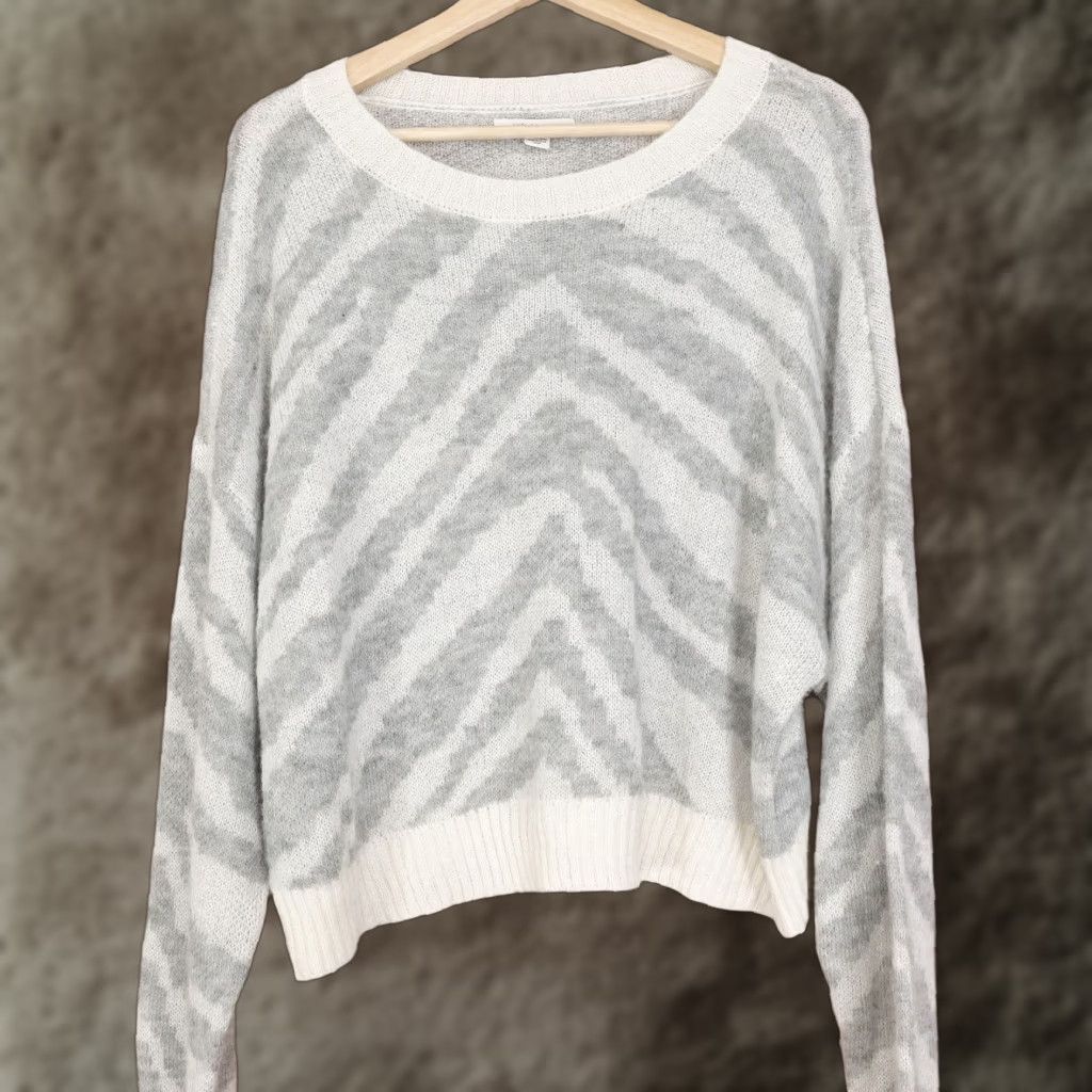 American Eagle Outfitters Vintage American Eagle Women's Sweater Pullover Baggy Baggy Long Sleeve Striped Casual Size M Gray Size M / US 6-8 / IT 42-44 - 1 Thumbnail